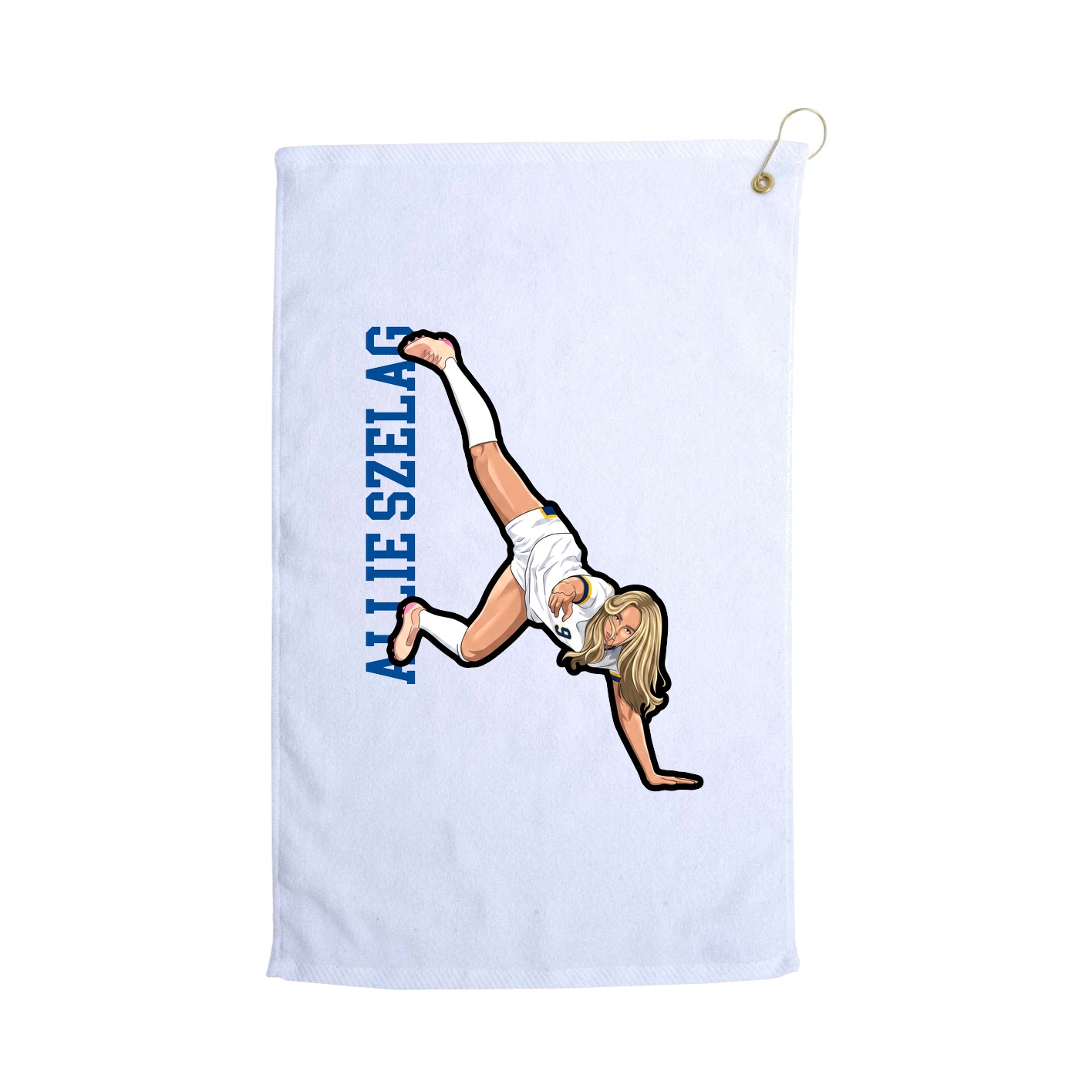 Golf Towel — Name Vertical in White