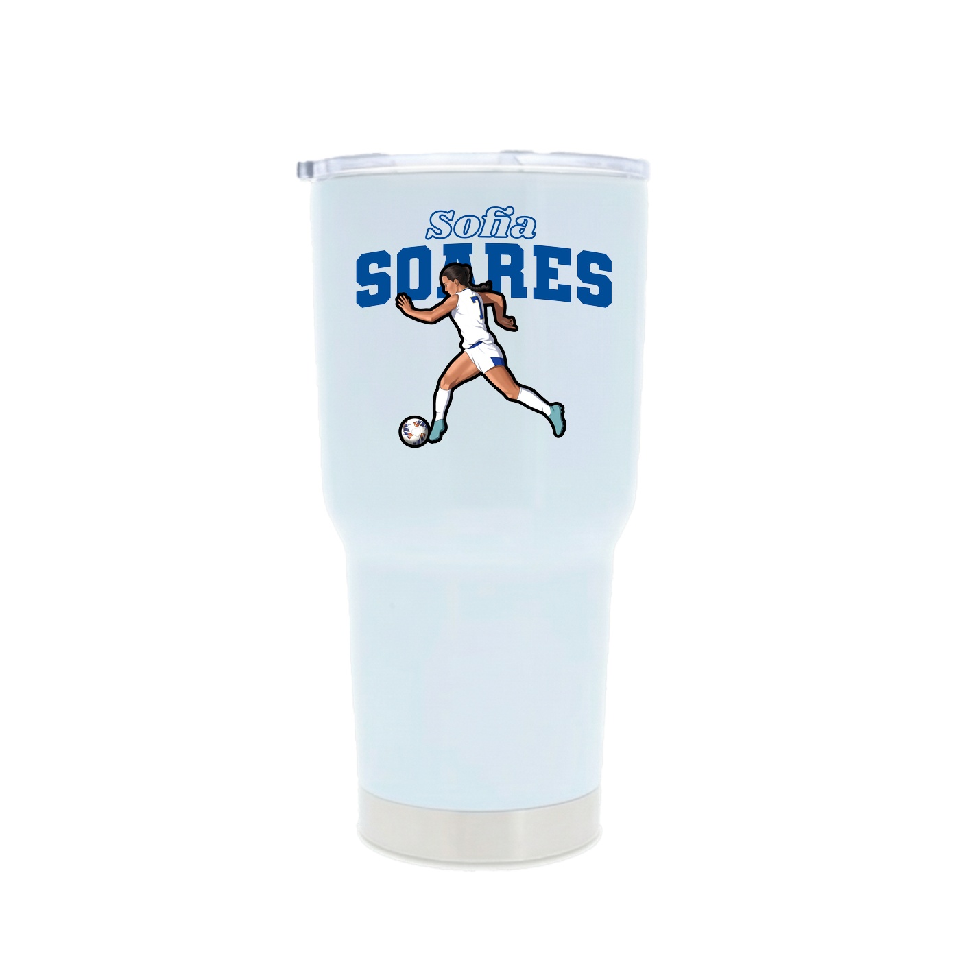 30oz Stainless Steel Tumbler — Name Arch in White