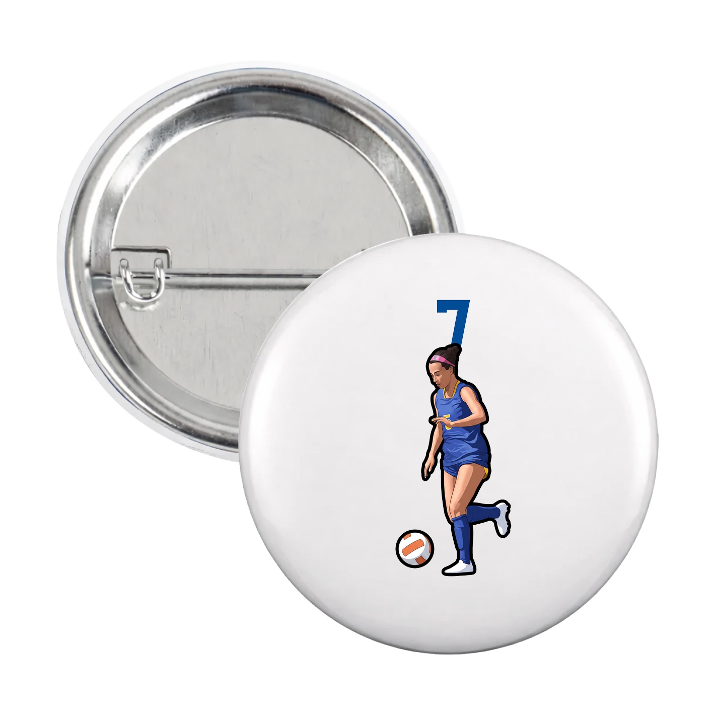 Game Day Button — Number Top in White