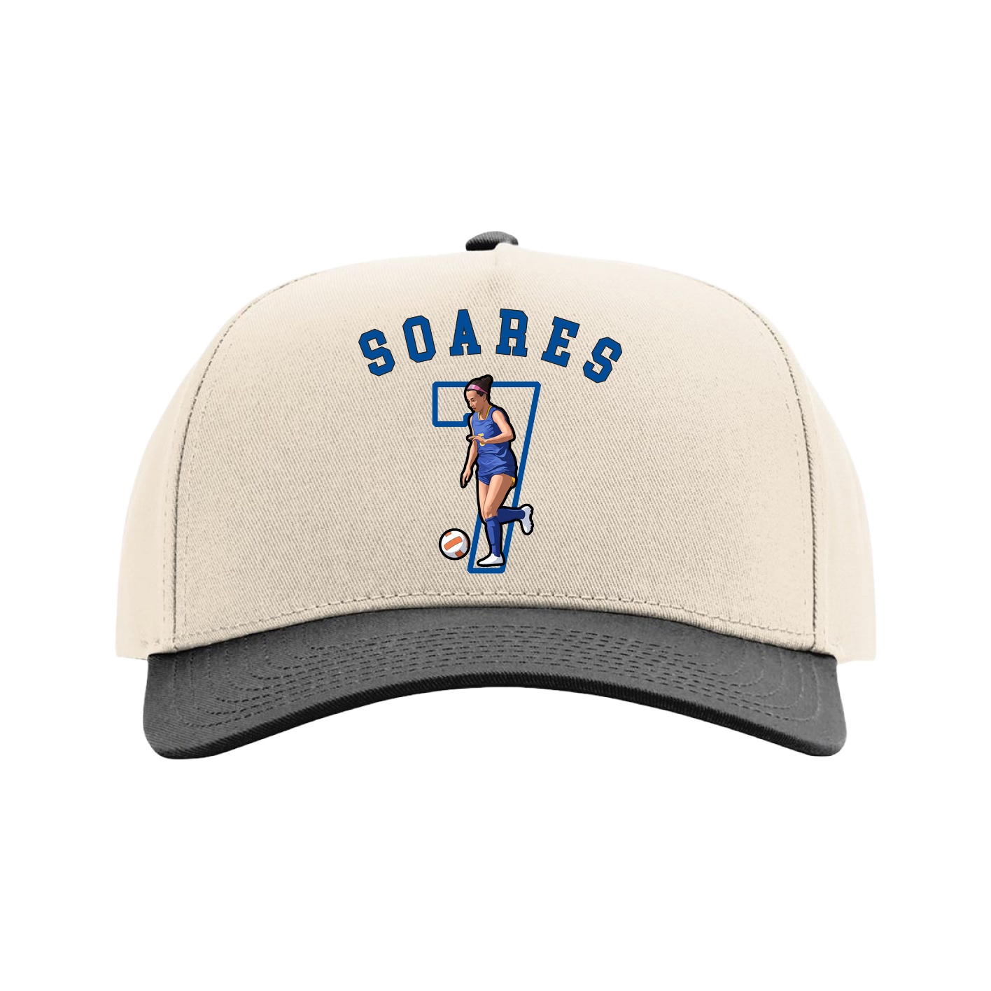 Full Fabric Five-Panel Champ Cap — Shirsey Arch in Cream/Black