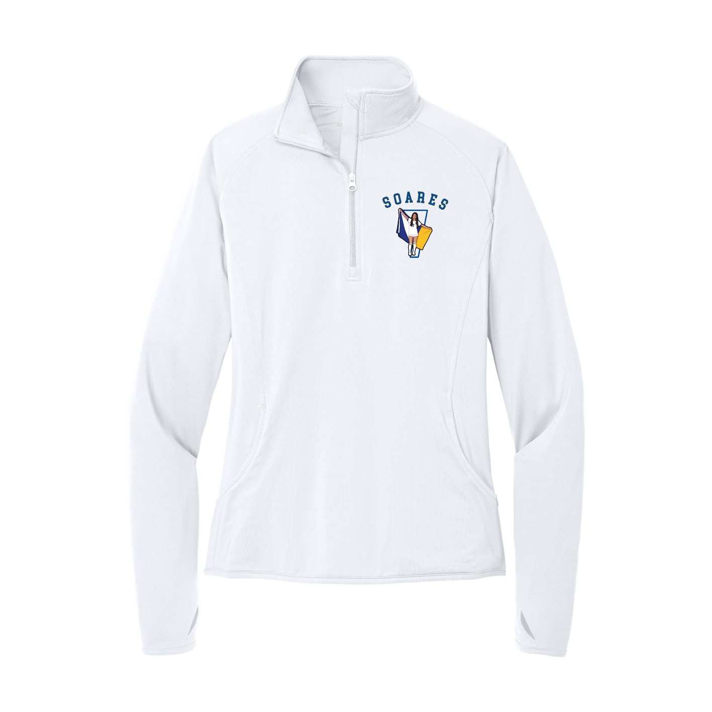 Women's Q-Zip Pullover — Shirsey Arch in White