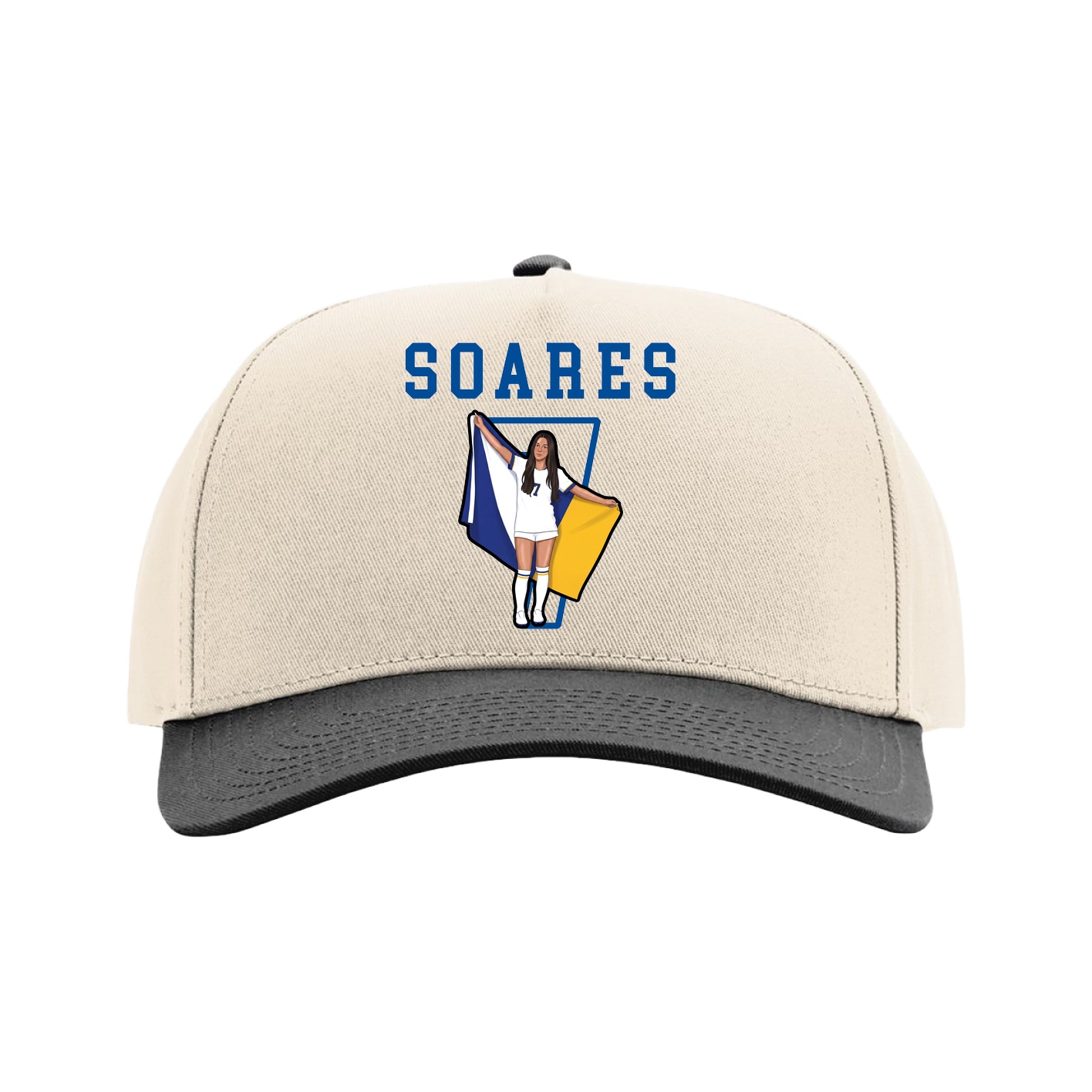 Full Fabric Five-Panel Champ Cap — Shirsey in Cream/Black