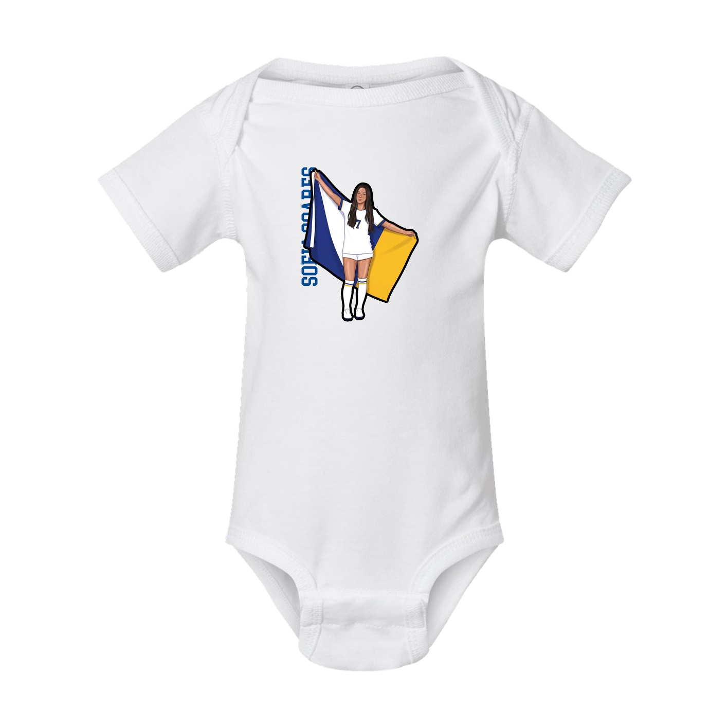 Baby Onesie — Name Vertical in White