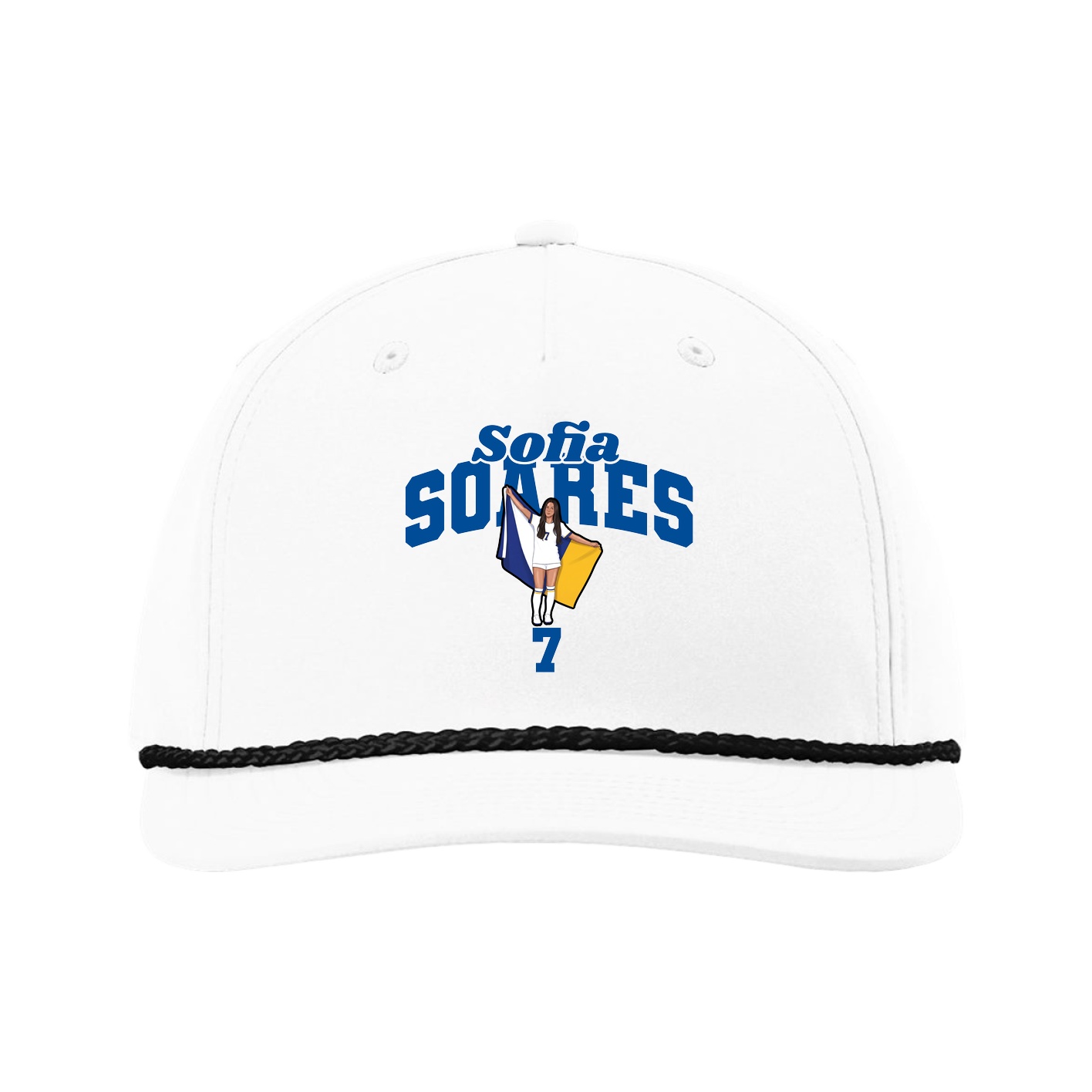 Five-Panel Classic Rope Cap — Signature Arch in White