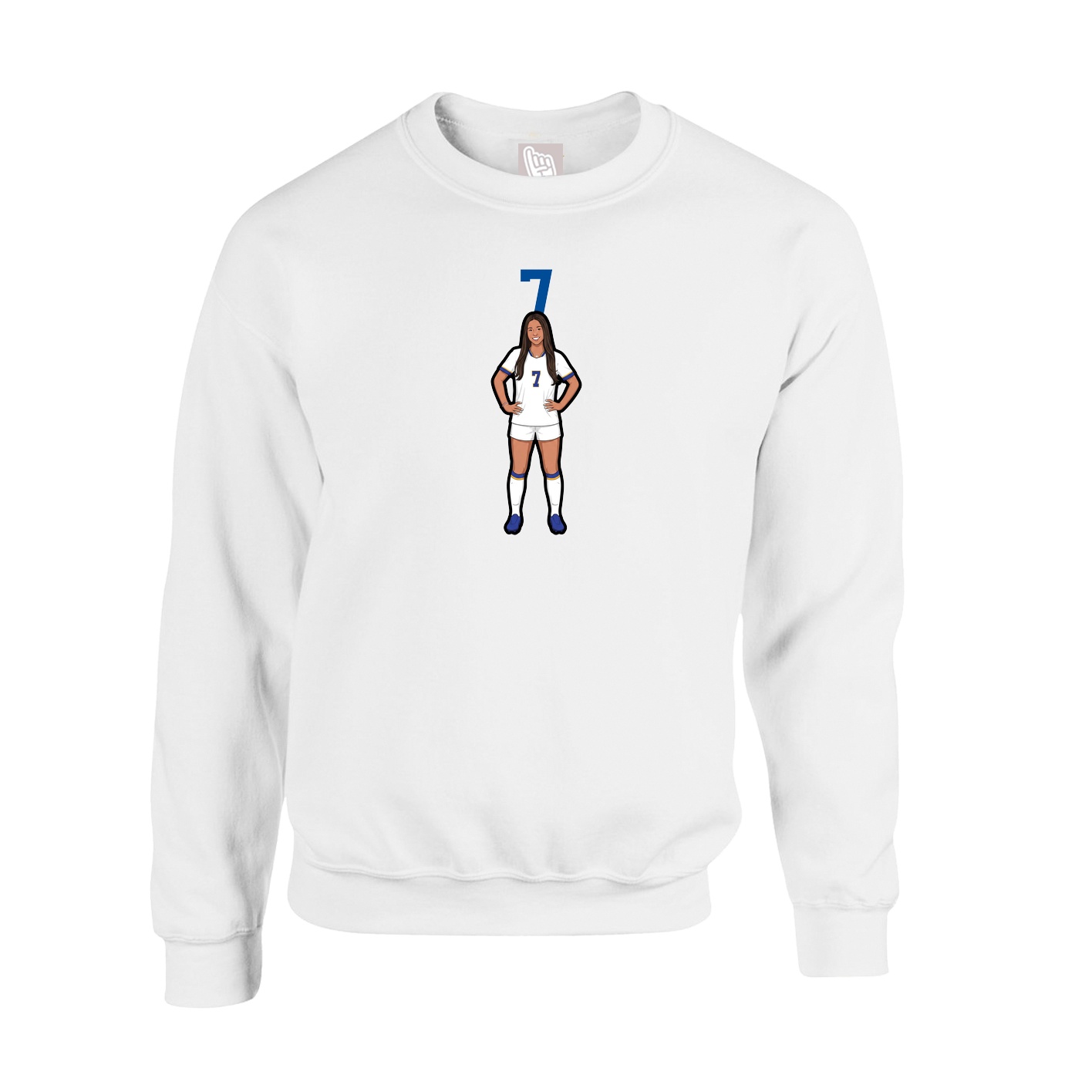Fleece Crew — Number Top in White