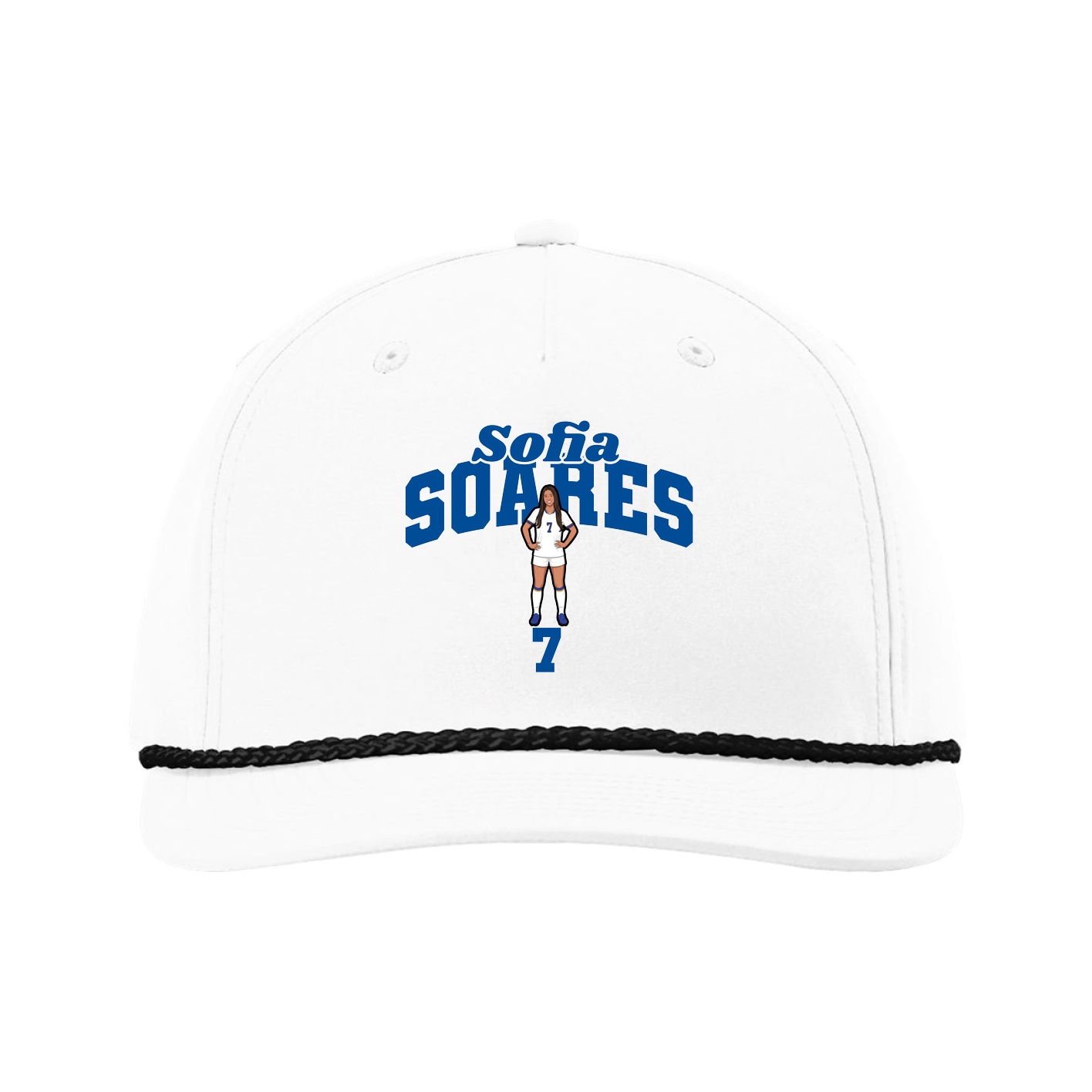 Five-Panel Classic Rope Cap — Signature Arch in White