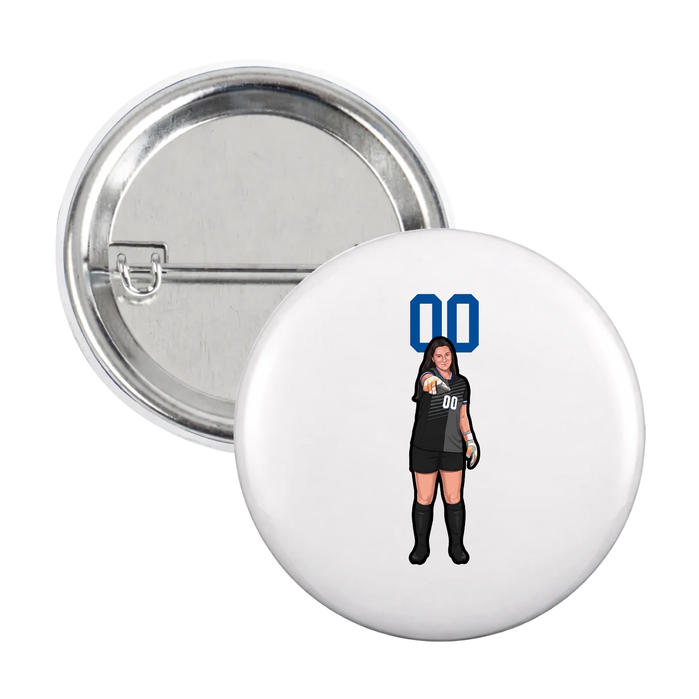 Game Day Button — Number Top in White