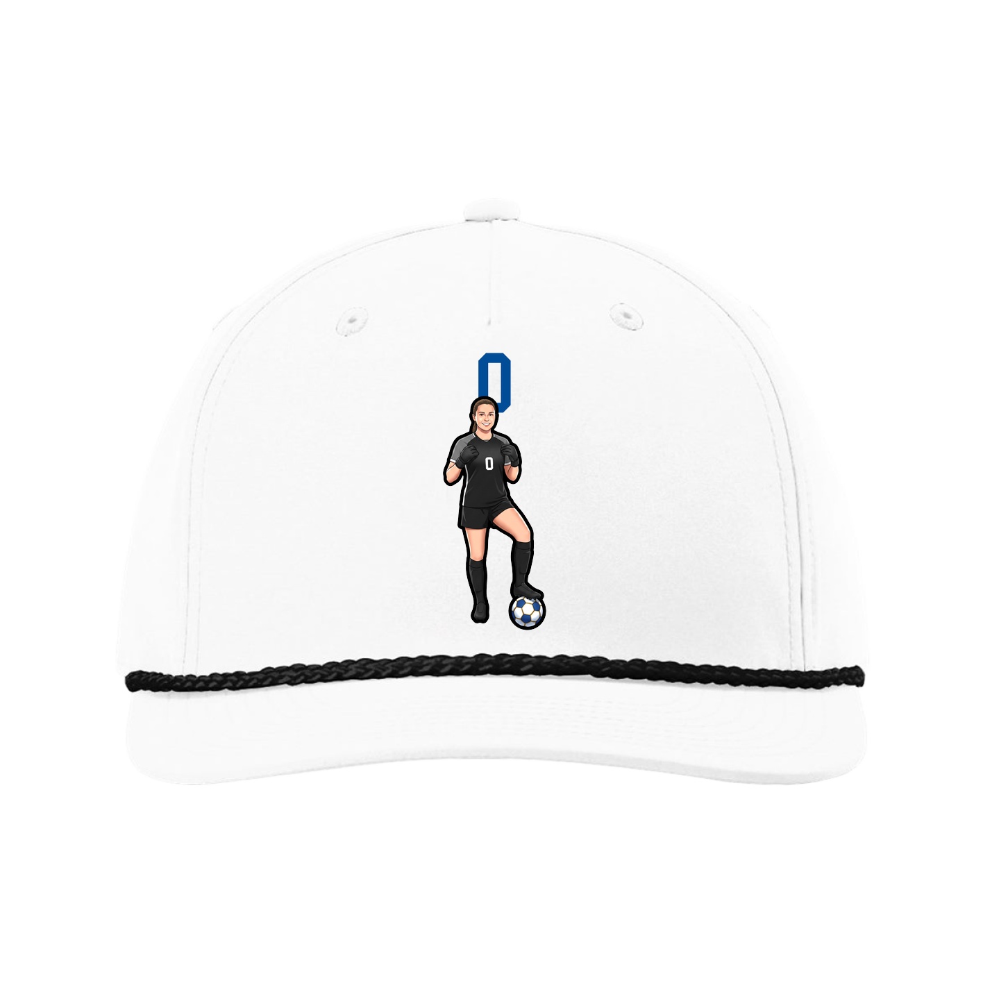 Five-Panel Classic Rope Cap — Number Top in White