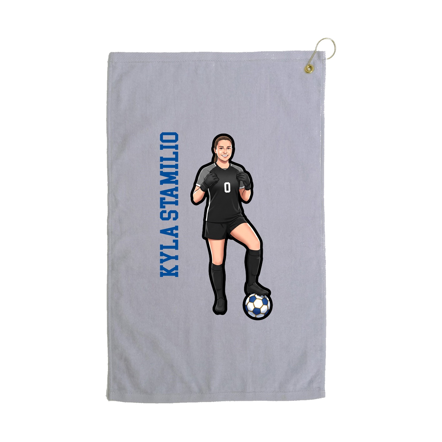 Golf Towel — Name Vertical in Grey