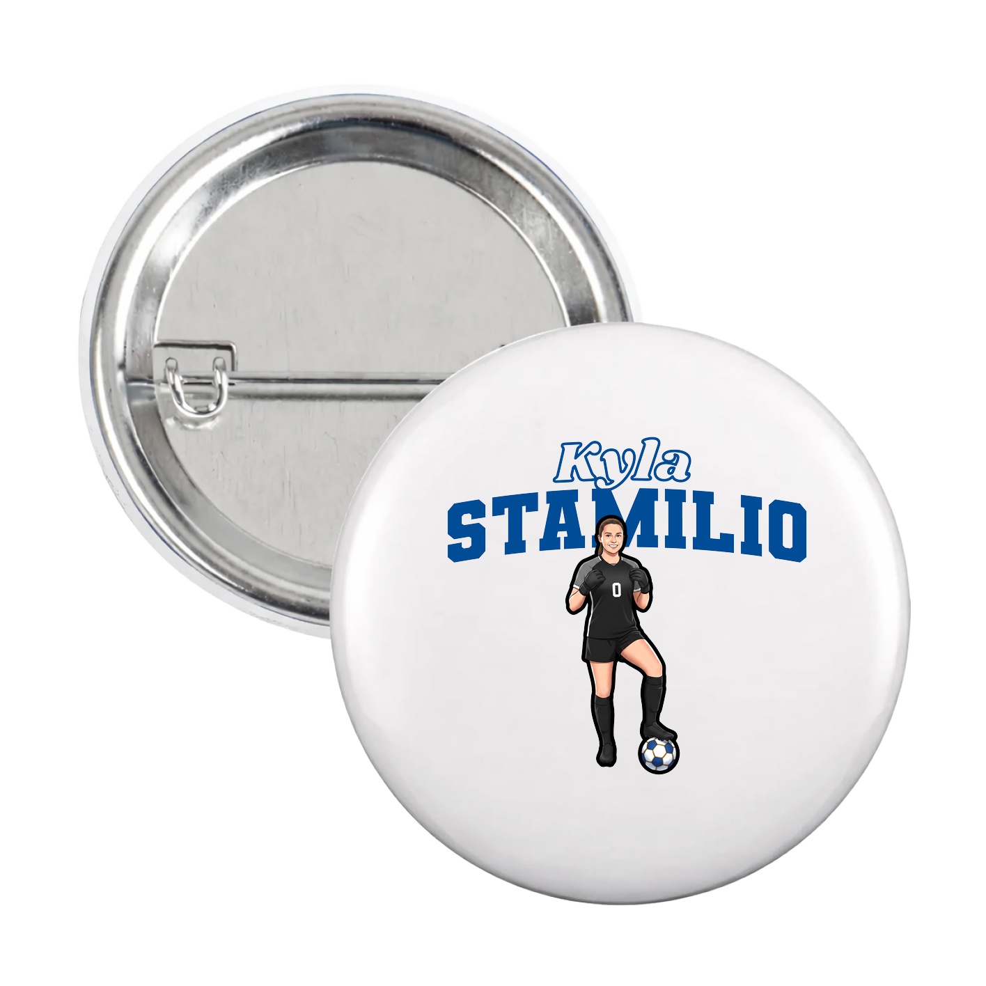 Game Day Button — Name Arch in White