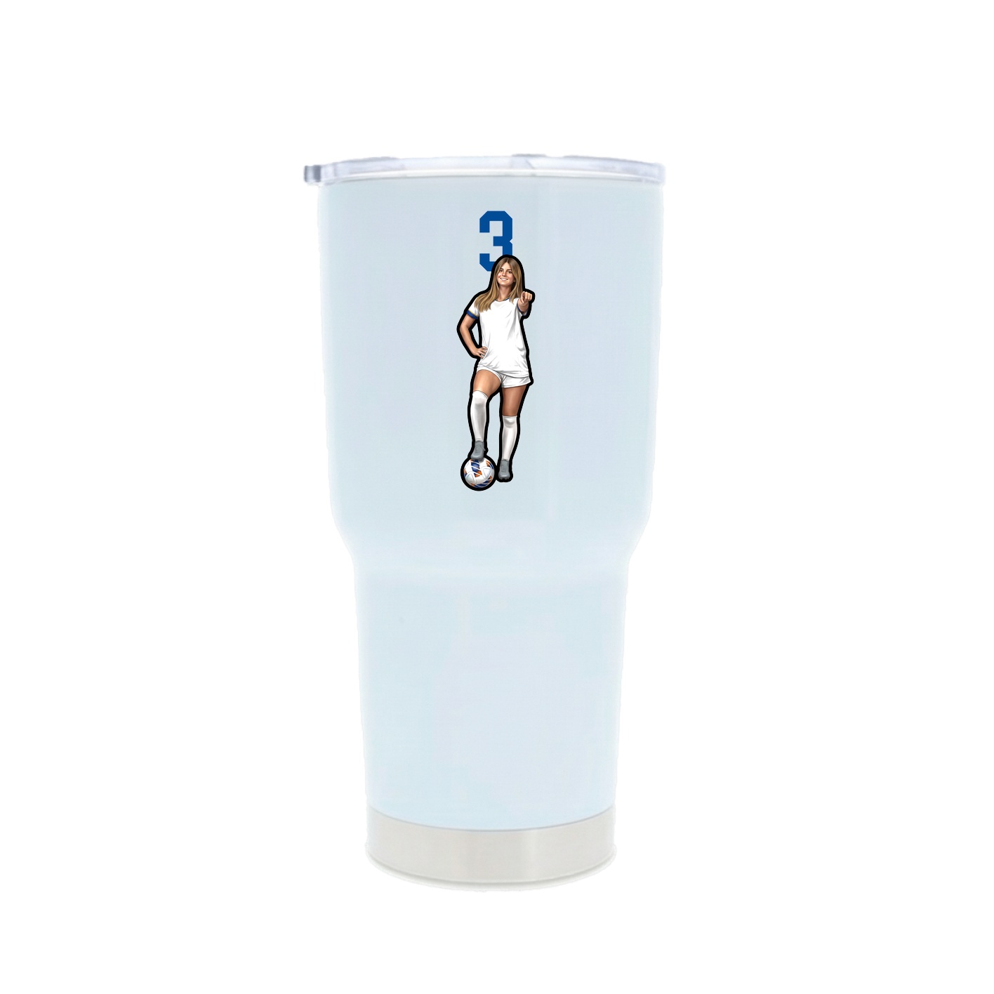 30oz Stainless Steel Tumbler — Number Top in White