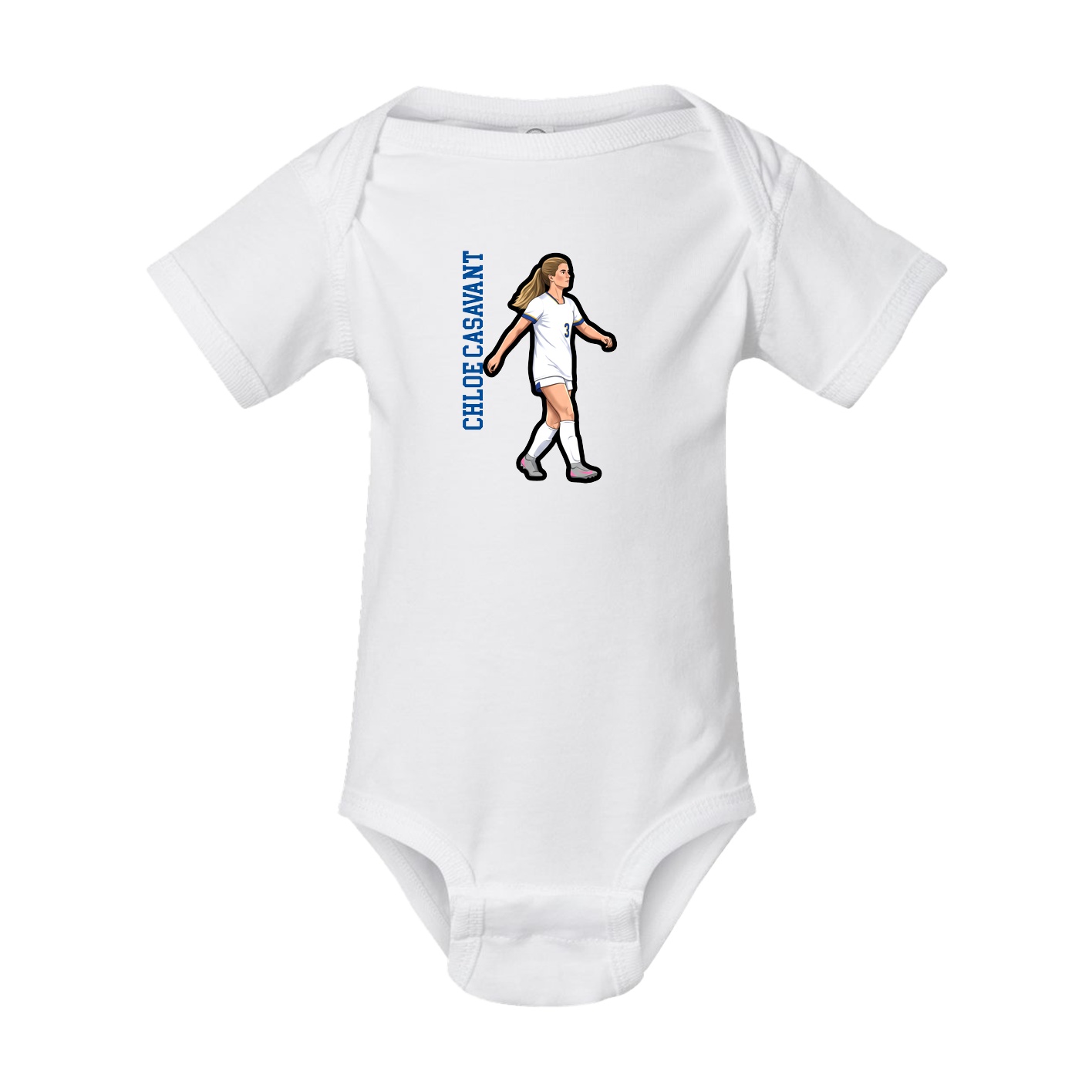 Baby Onesie — Name Vertical in White