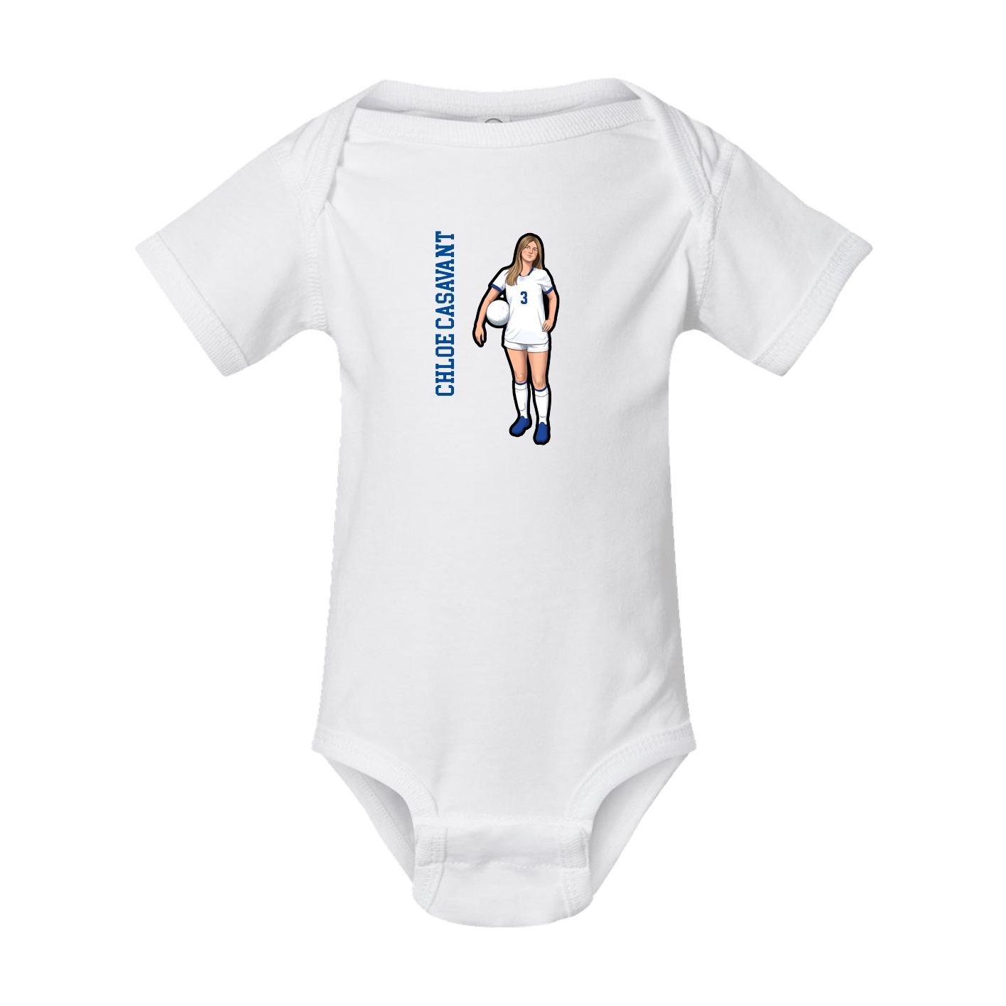 Baby Onesie — Name Vertical in White