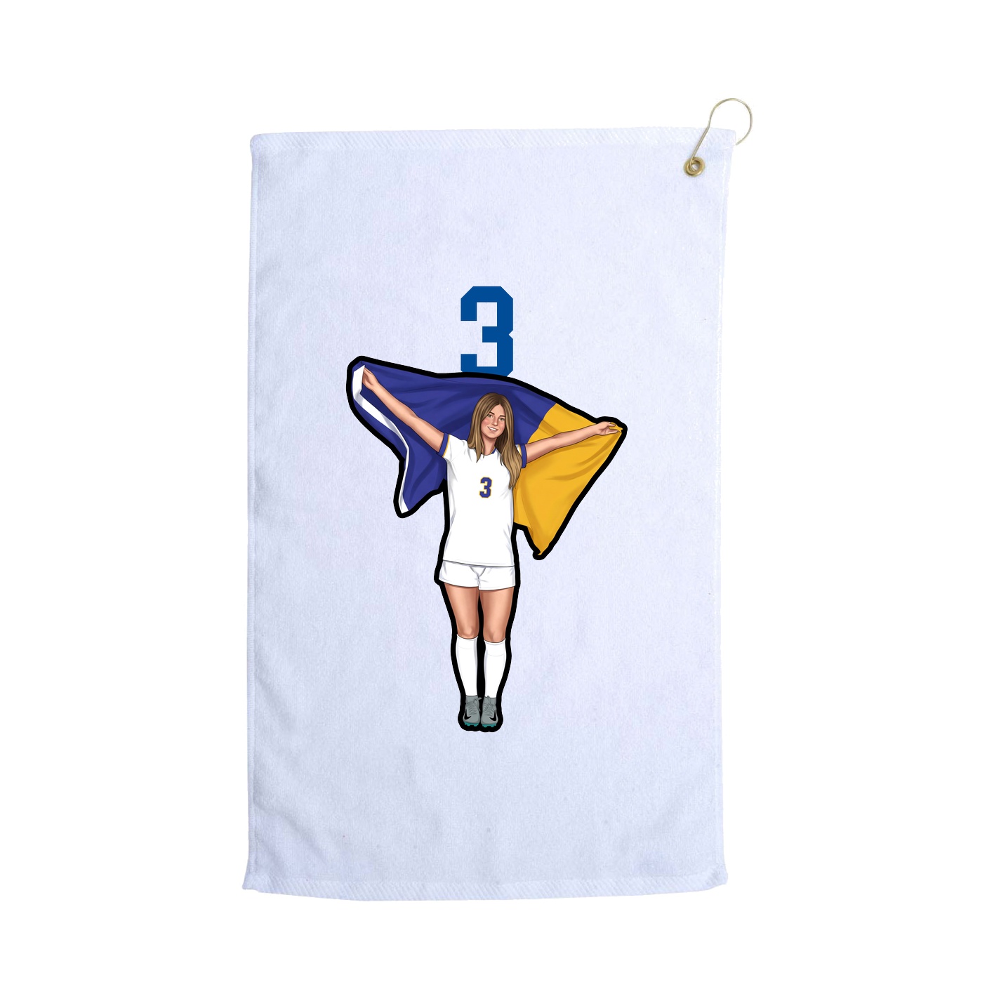 Golf Towel — Number Top in White