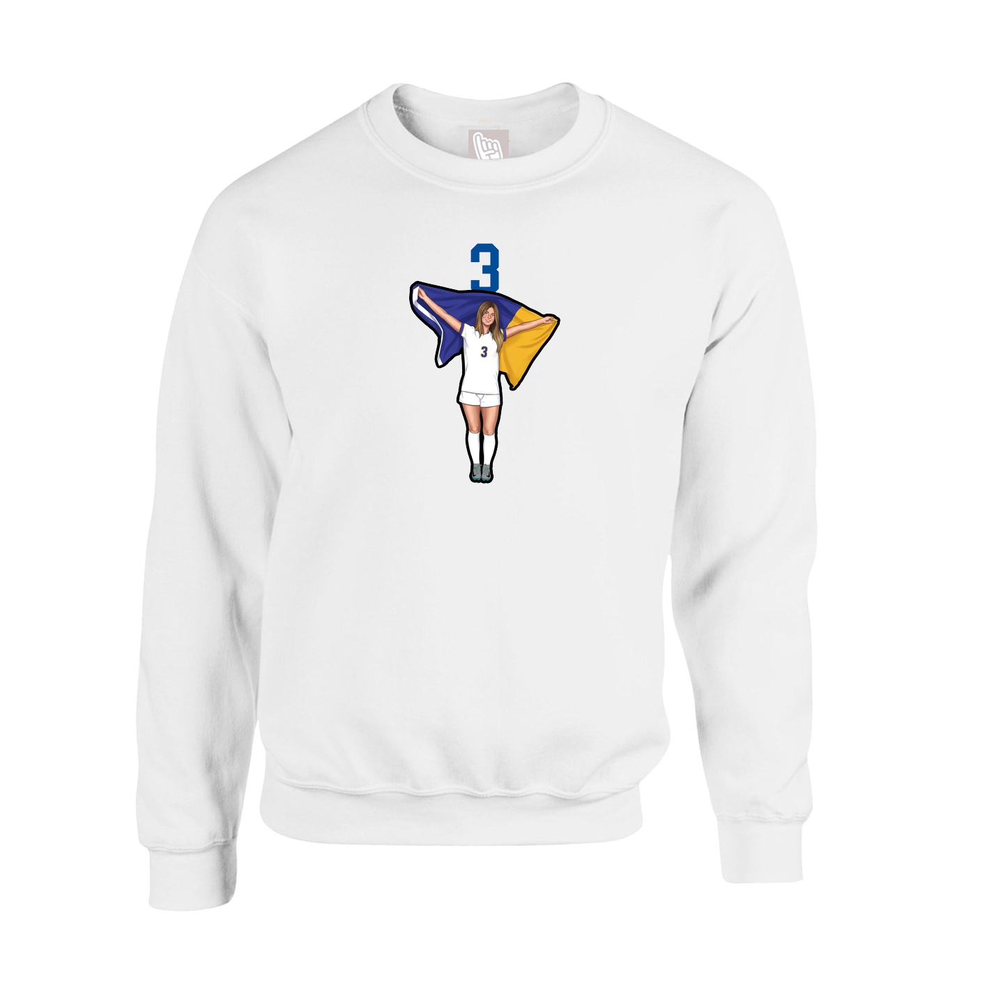 Fleece Crew — Number Top in White
