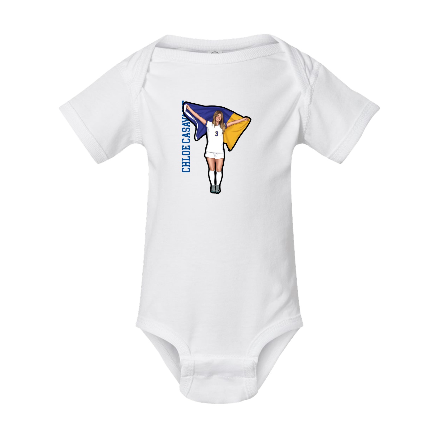 Baby Onesie — Name Vertical in White