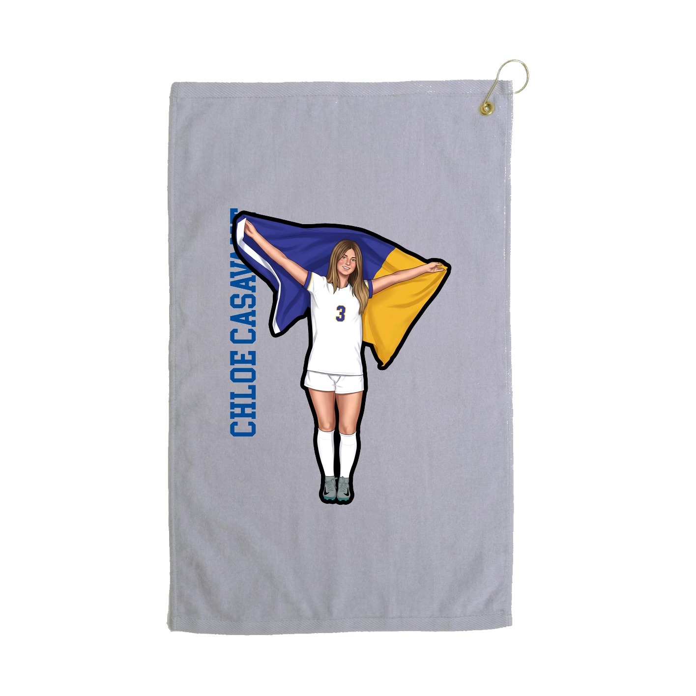 Golf Towel — Name Vertical in Grey