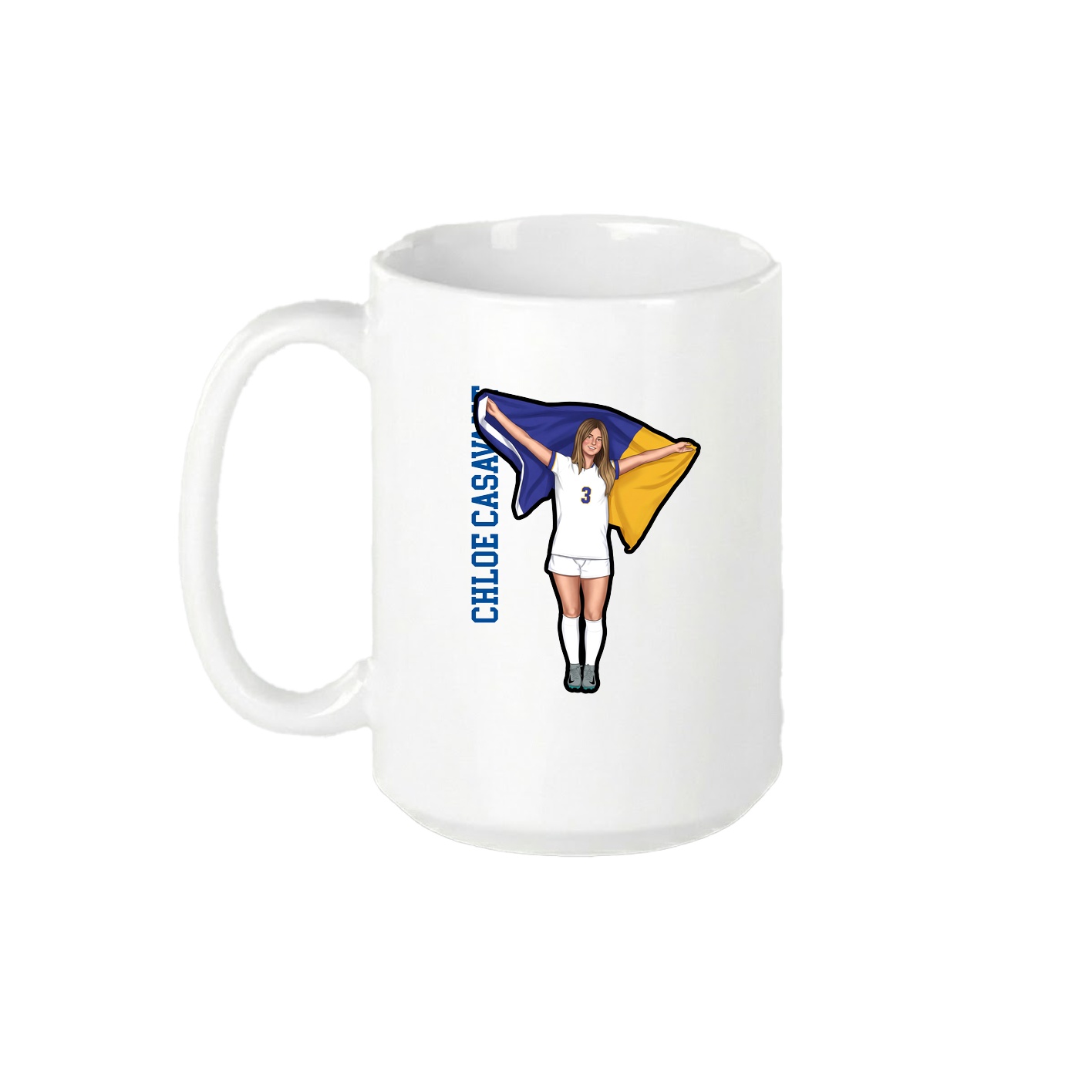 15oz Coffee Mug — Name Vertical in White