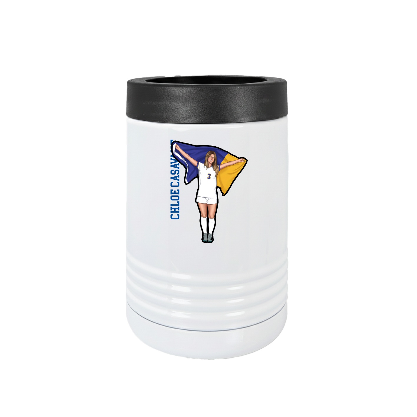 Beverage Holder — Name Vertical in White