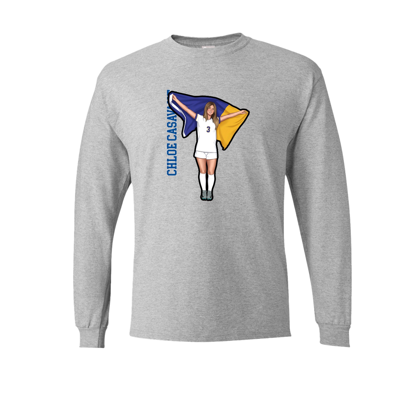 Long Sleeve Tee — Name Vertical in Grey