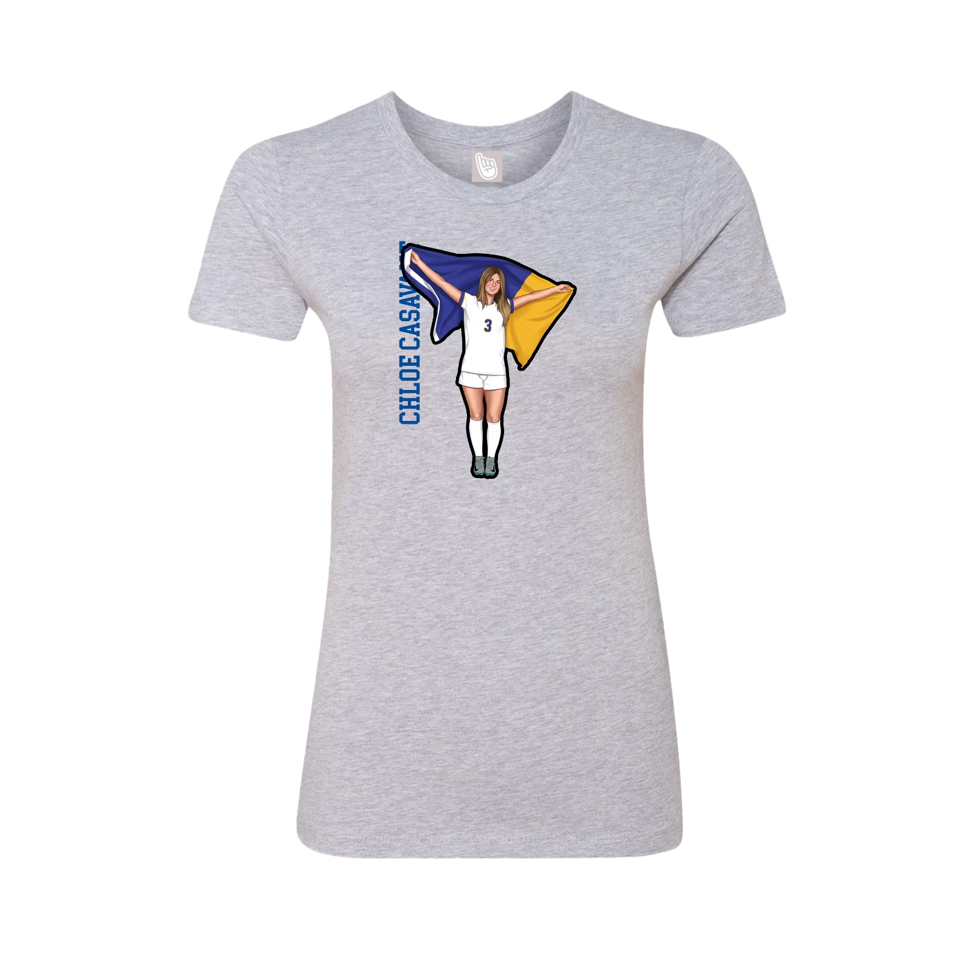 Womens Tee — Name Vertical in Grey