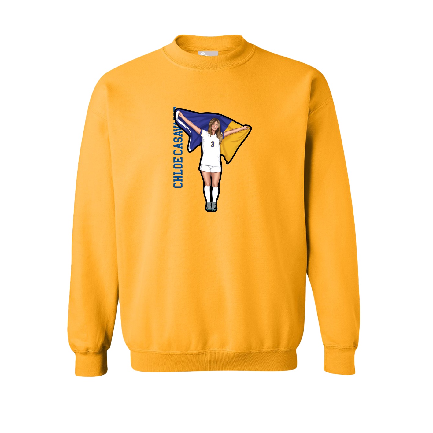 Fleece Crew — Name Vertical in Gold