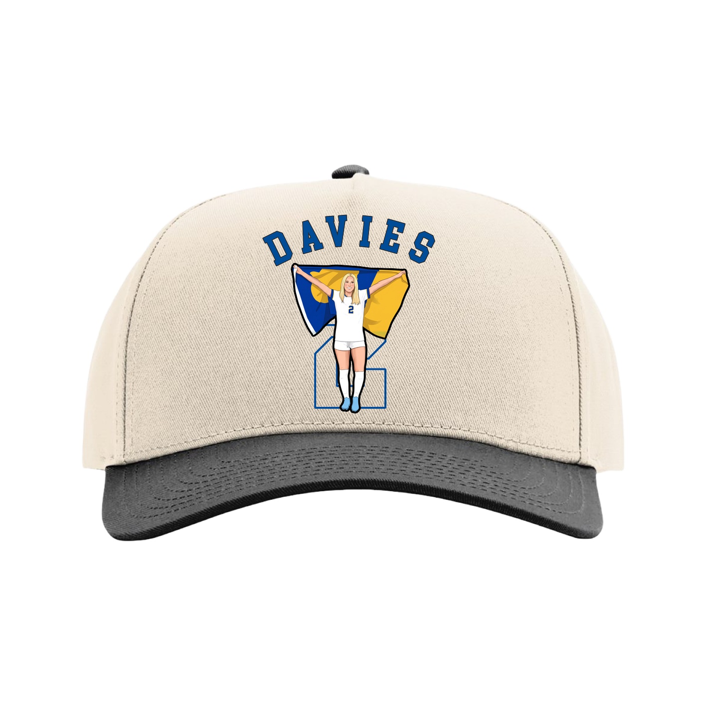 Full Fabric Five-Panel Champ Cap — Shirsey Arch in Cream/Black
