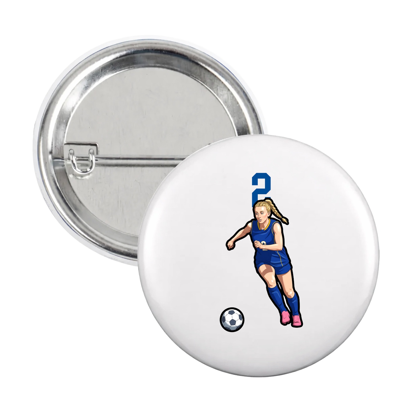 Game Day Button — Number Top in White