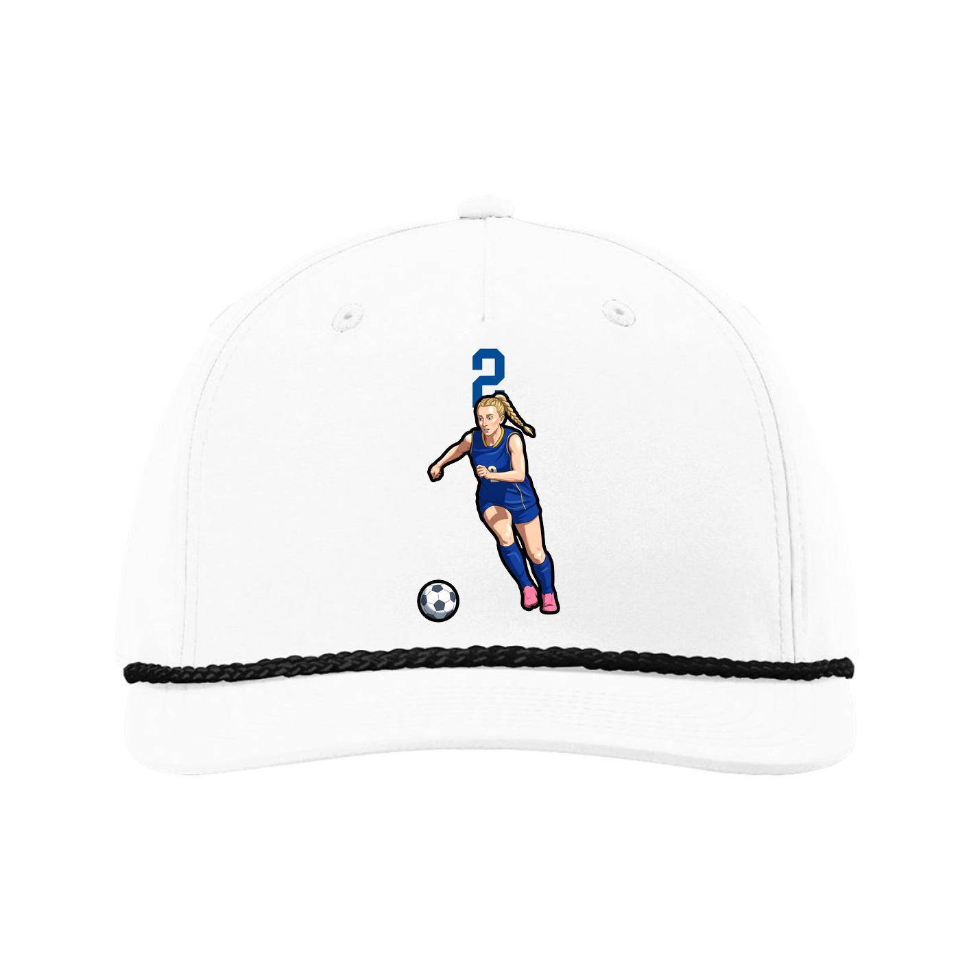 Five-Panel Classic Rope Cap — Number Top in White