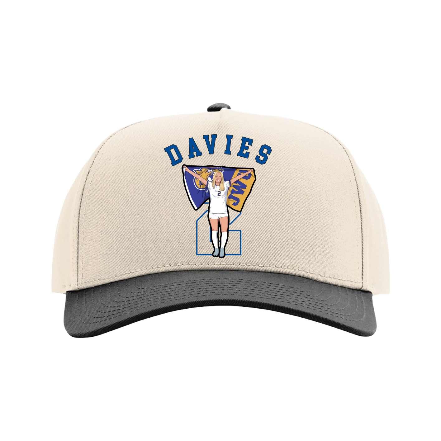 Full Fabric Five-Panel Champ Cap — Shirsey Arch in Cream/Black