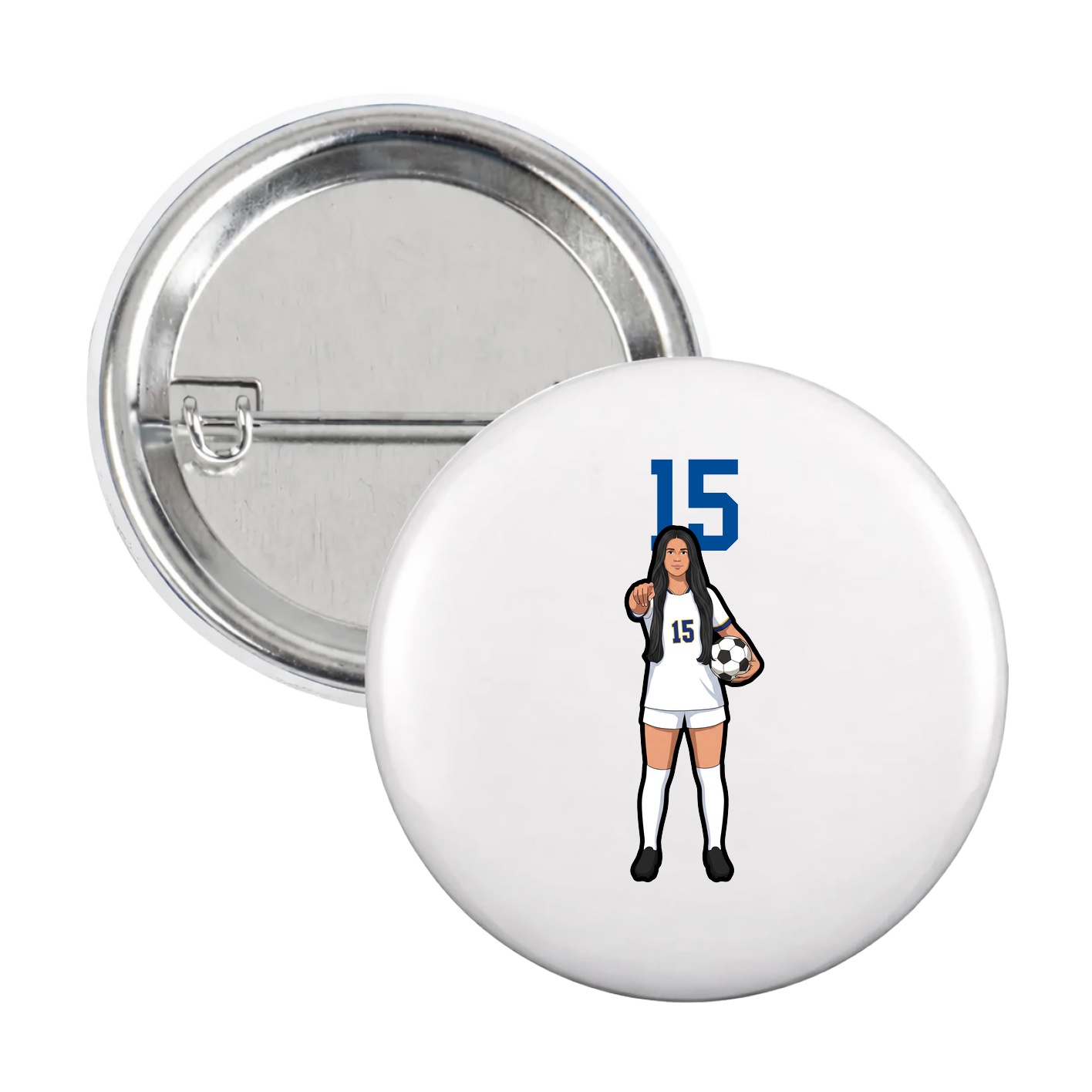 Game Day Button — Number Top in White