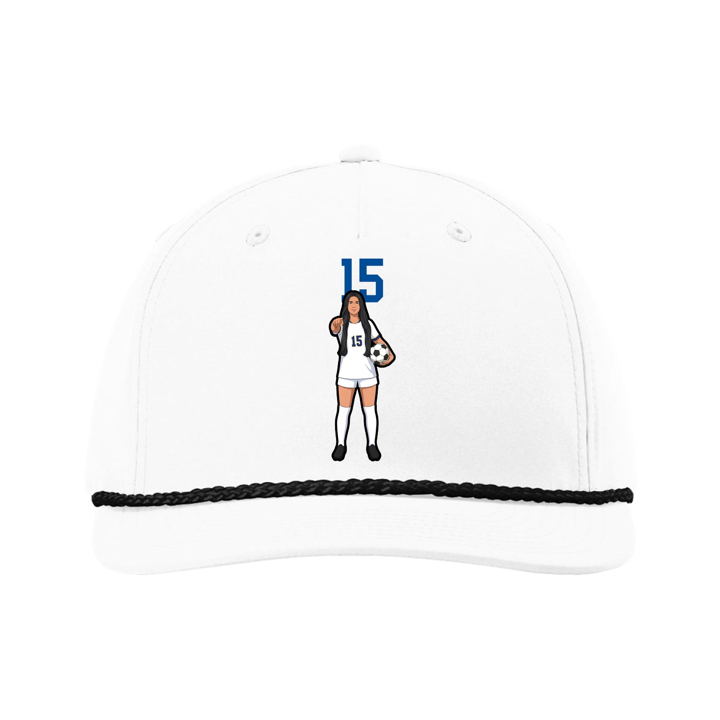 Five-Panel Classic Rope Cap — Number Top in White