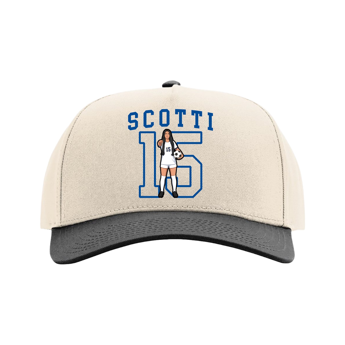 Full Fabric Five-Panel Champ Cap — Shirsey in Cream/Black