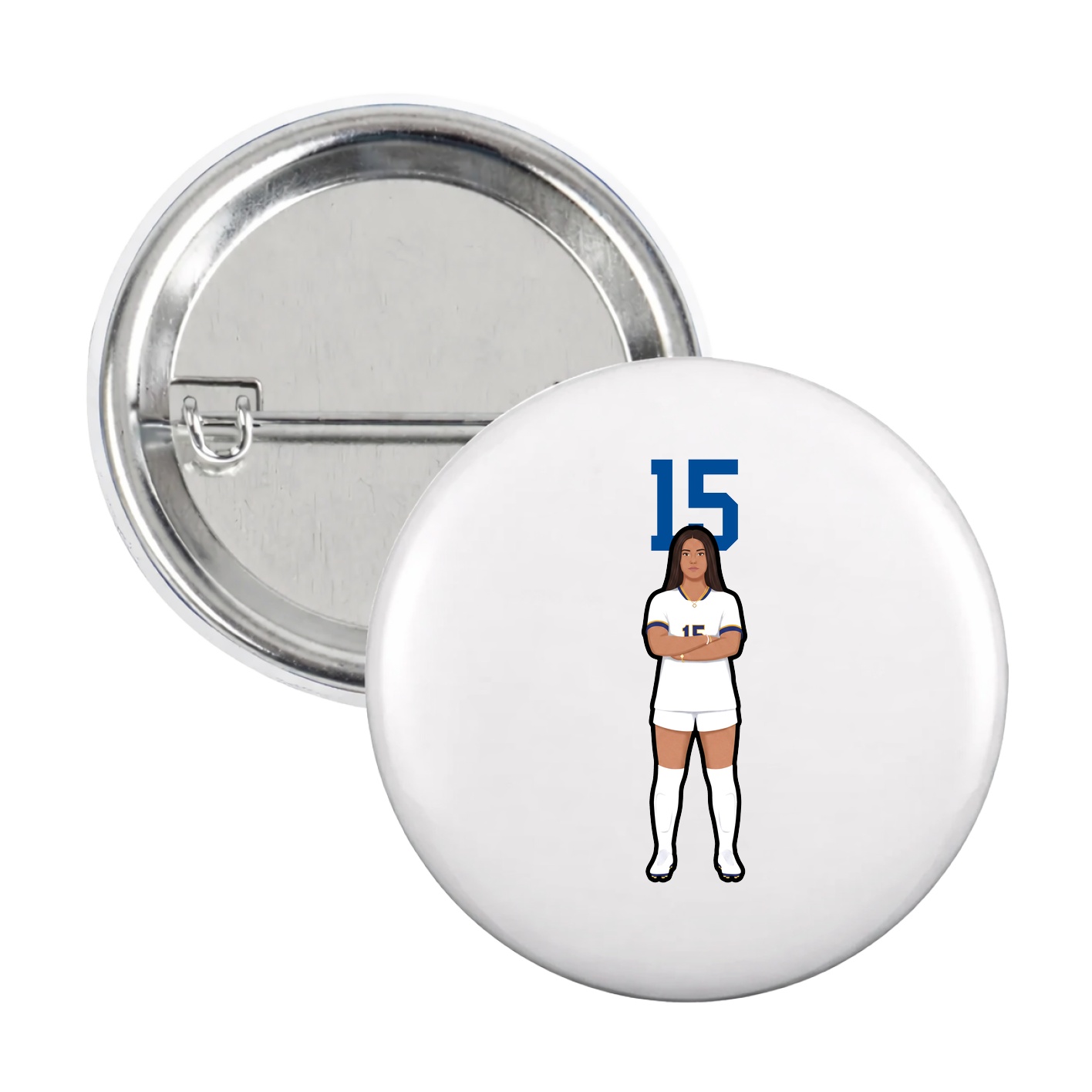 Game Day Button — Number Top in White