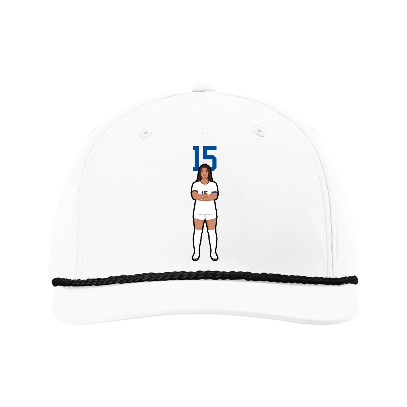 Five-Panel Classic Rope Cap — Number Top in White