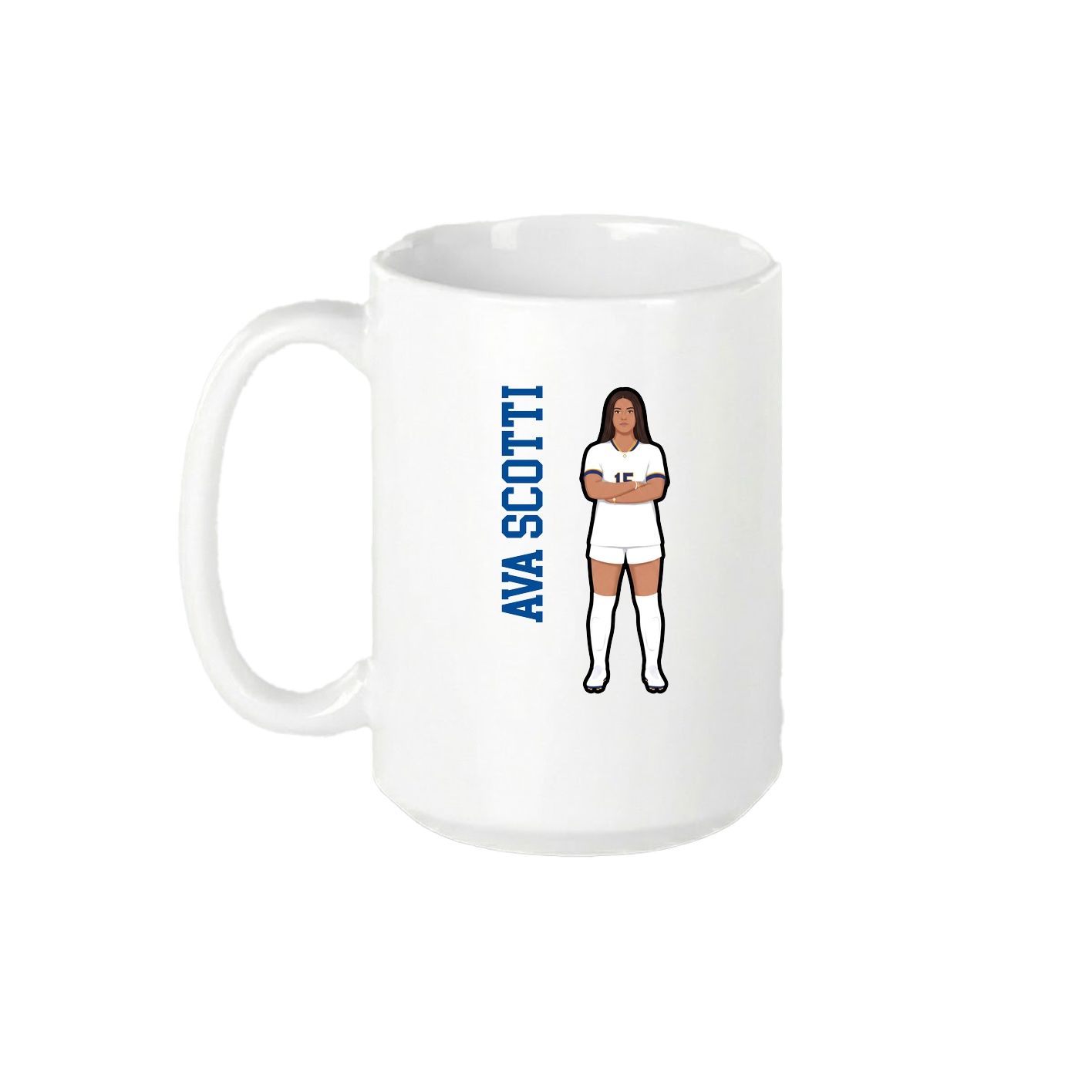 15oz Coffee Mug — Name Vertical in White