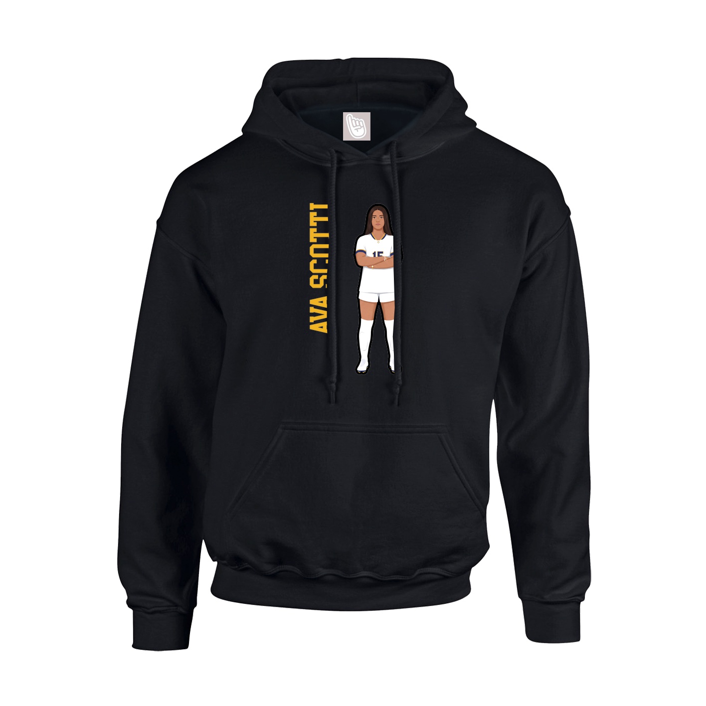 Youth Hoodie — Name Vertical in Black