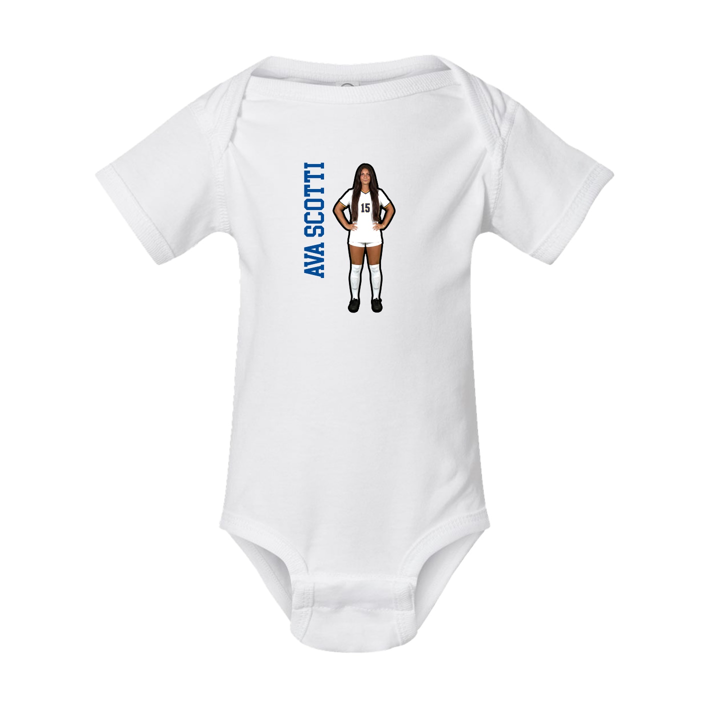 Baby Onesie — Name Vertical in White