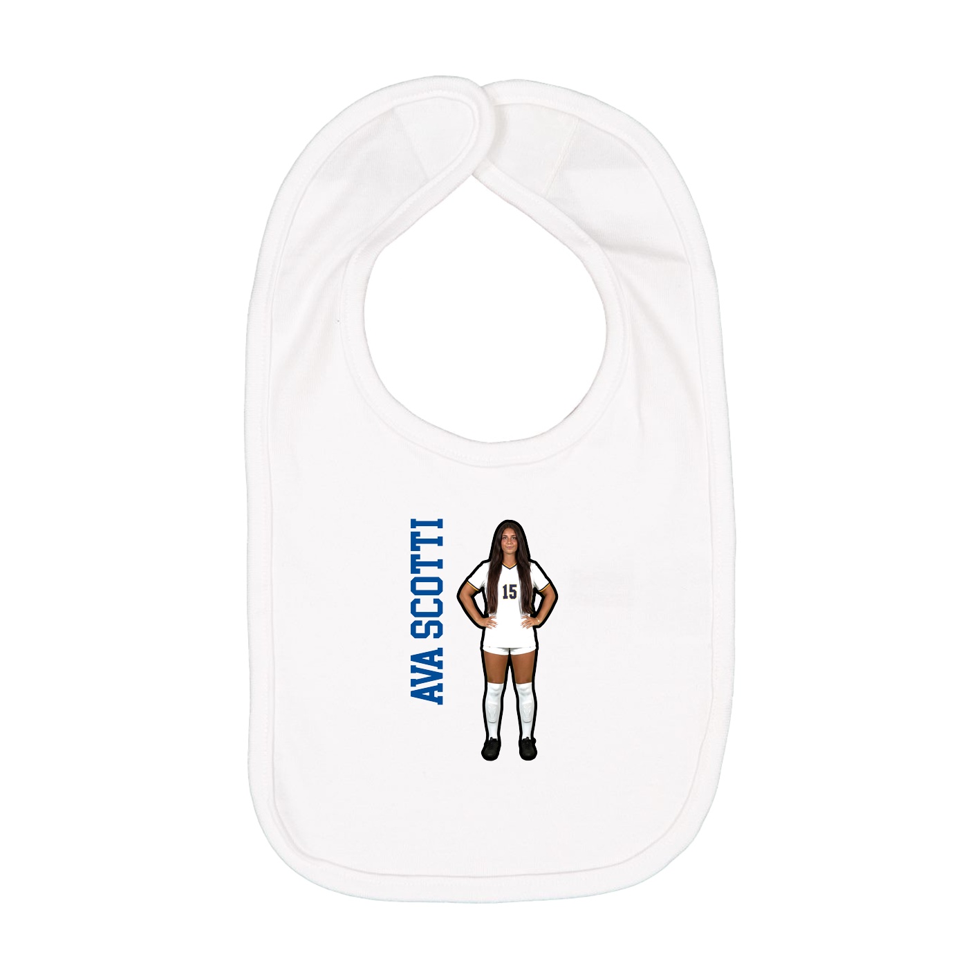 Infant Bib — Name Vertical in White