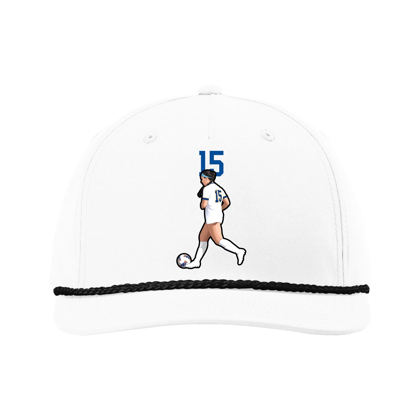 Five-Panel Classic Rope Cap — Number Top in White