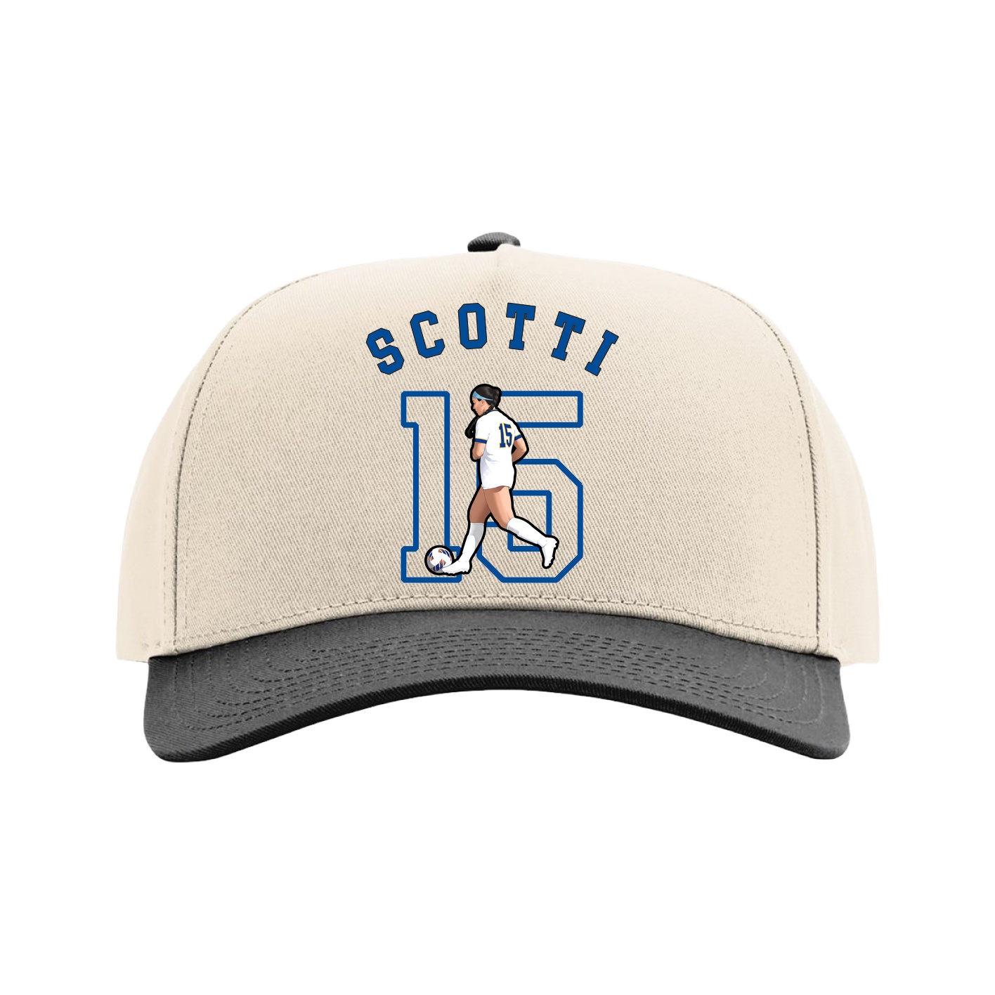 Full Fabric Five-Panel Champ Cap — Shirsey Arch in Cream/Black