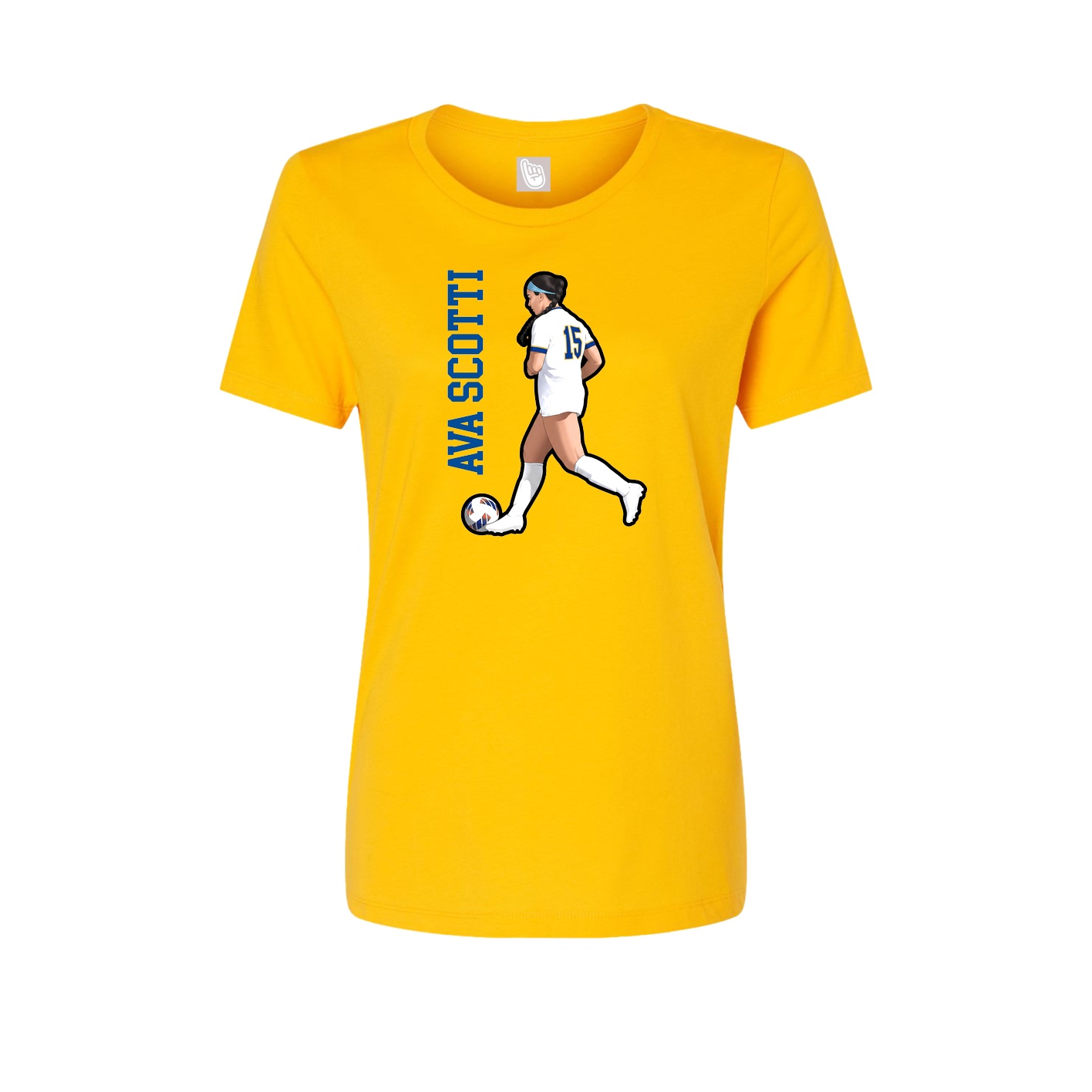 Womens Tee — Name Vertical in Gold