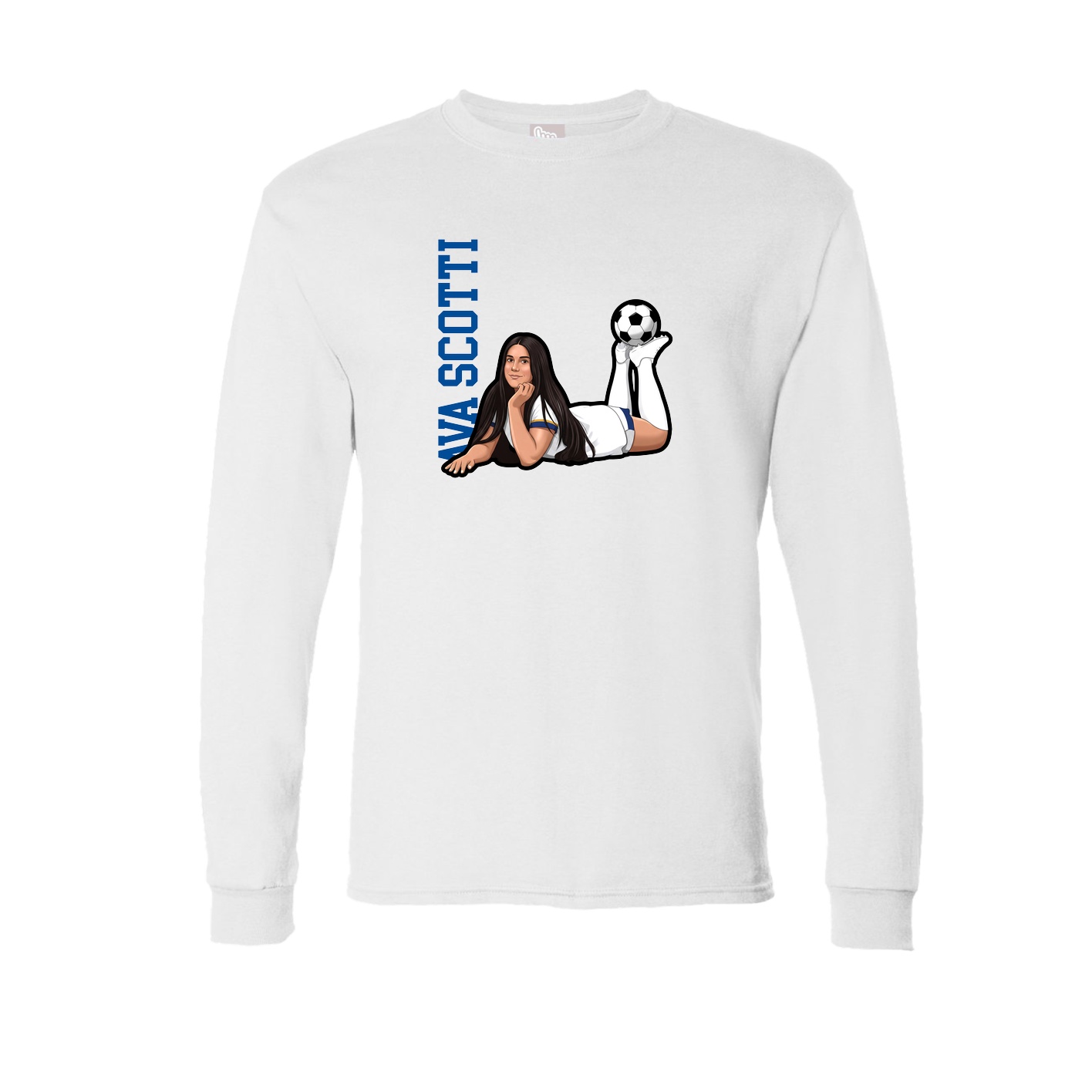 Long Sleeve Tee — Name Vertical in White