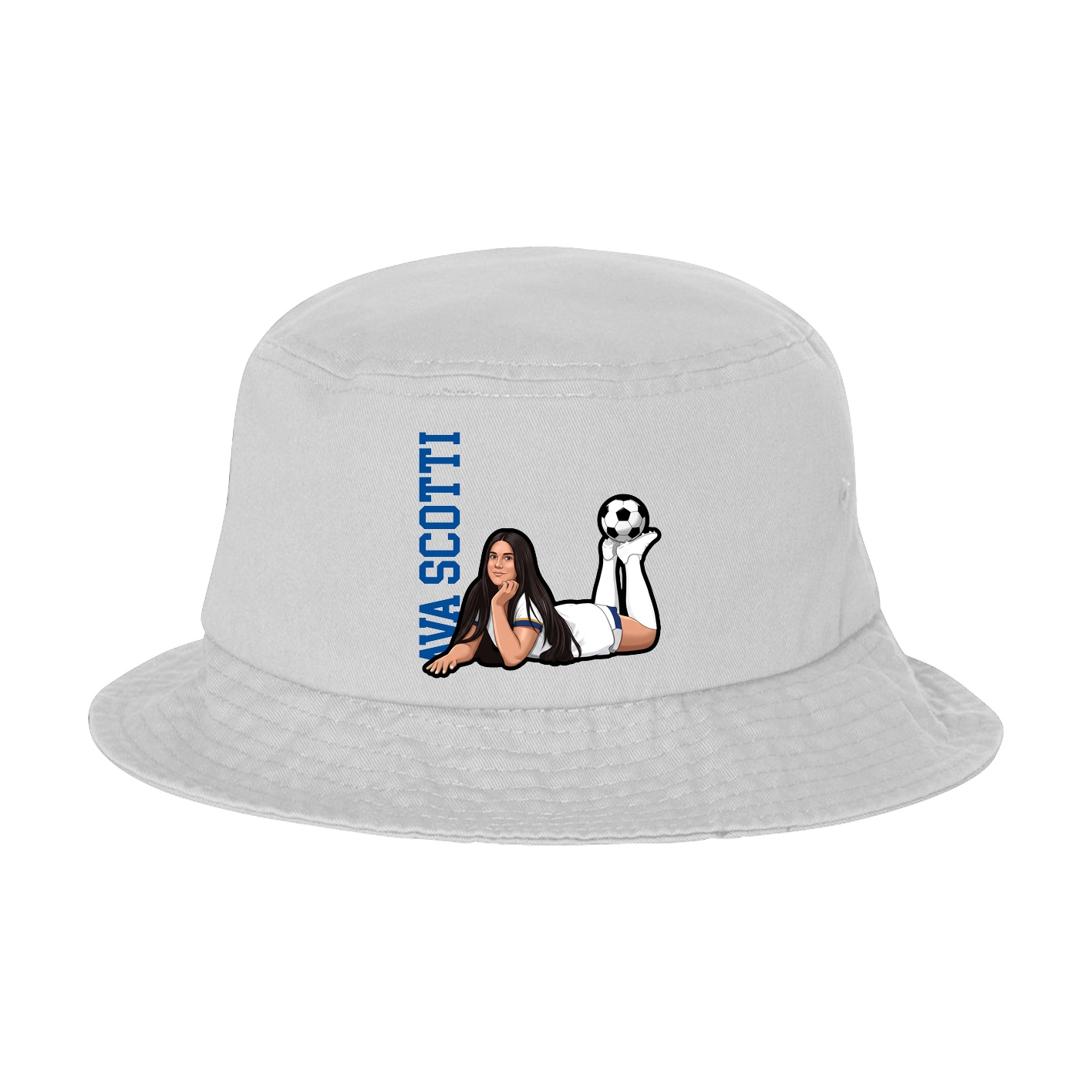 Bucket Cap — Name Vertical in White