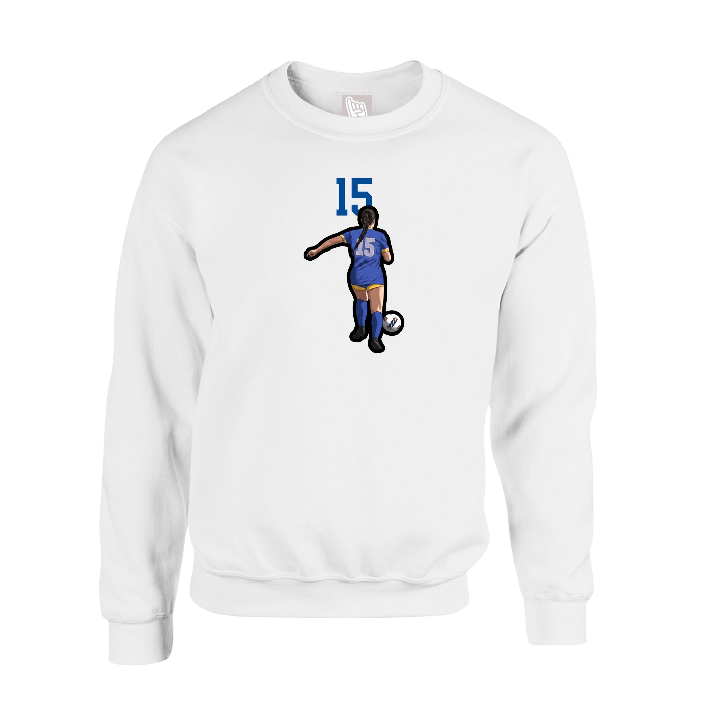 Fleece Crew — Number Top in White
