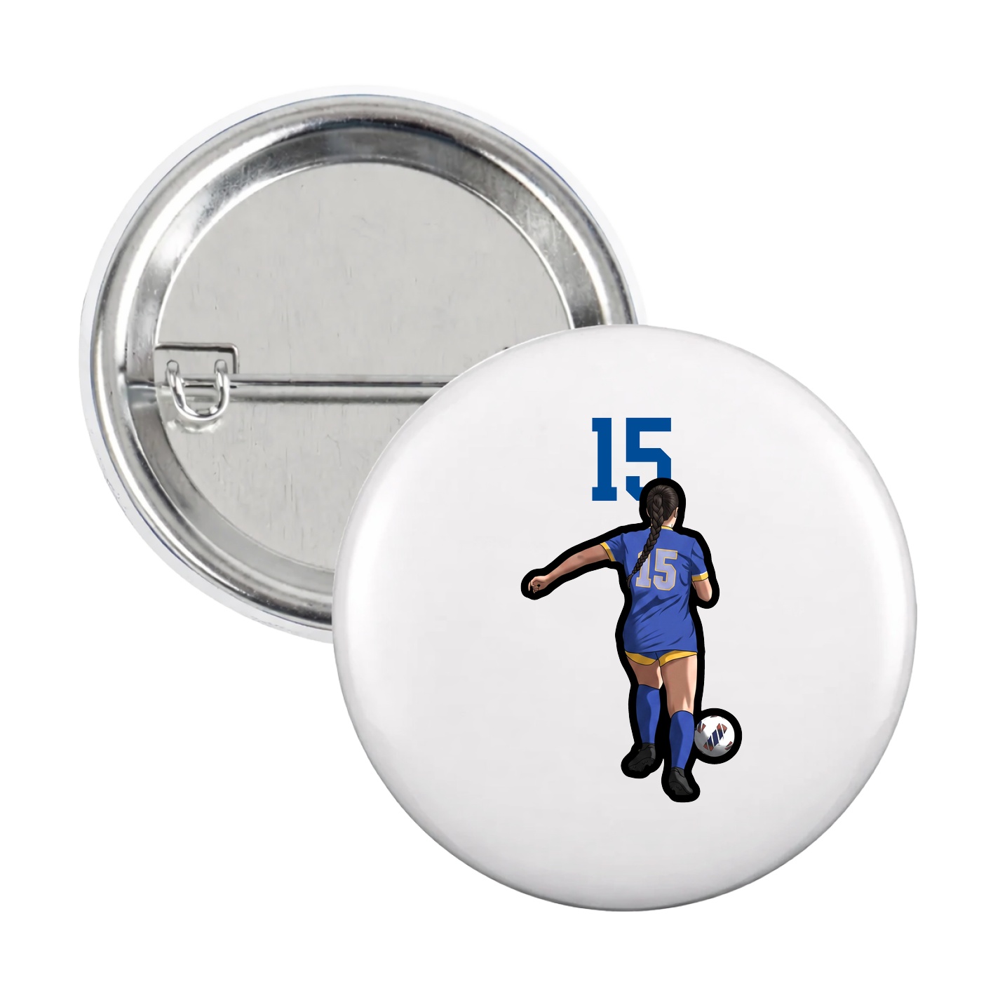 Game Day Button — Number Top in White
