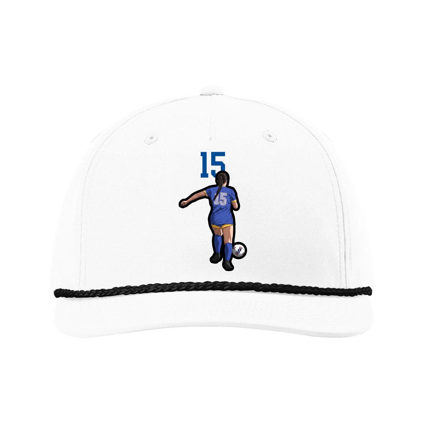 Five-Panel Classic Rope Cap — Number Top in White