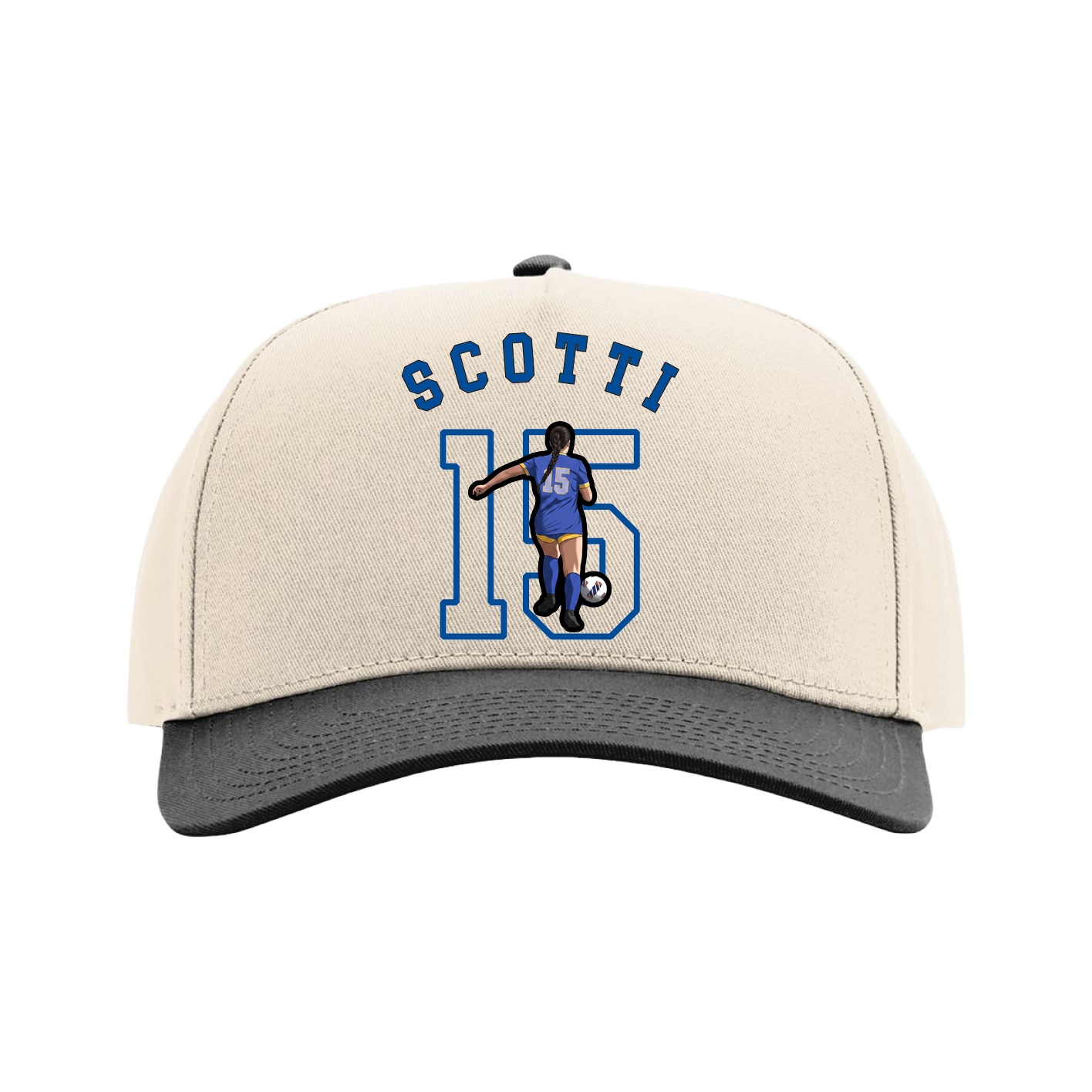 Full Fabric Five-Panel Champ Cap — Shirsey Arch in Cream/Black