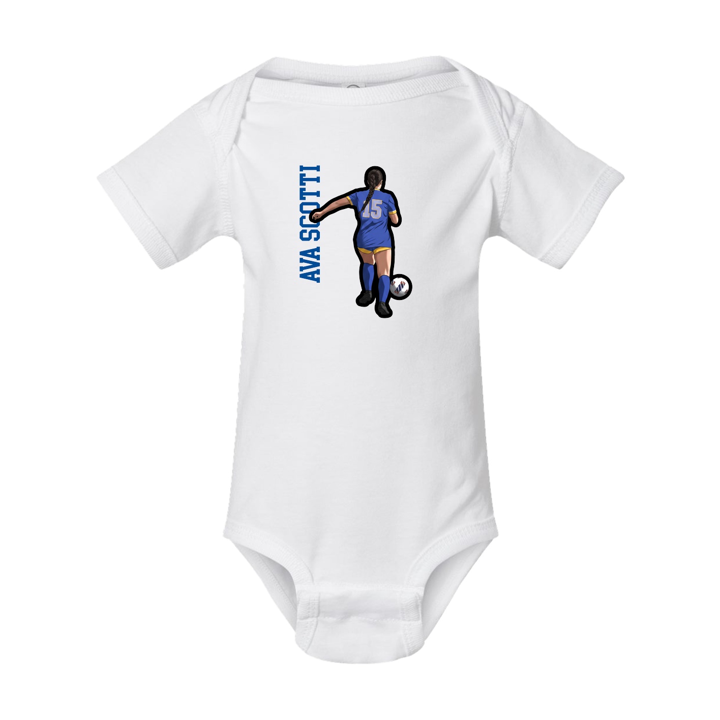 Baby Onesie — Name Vertical in White