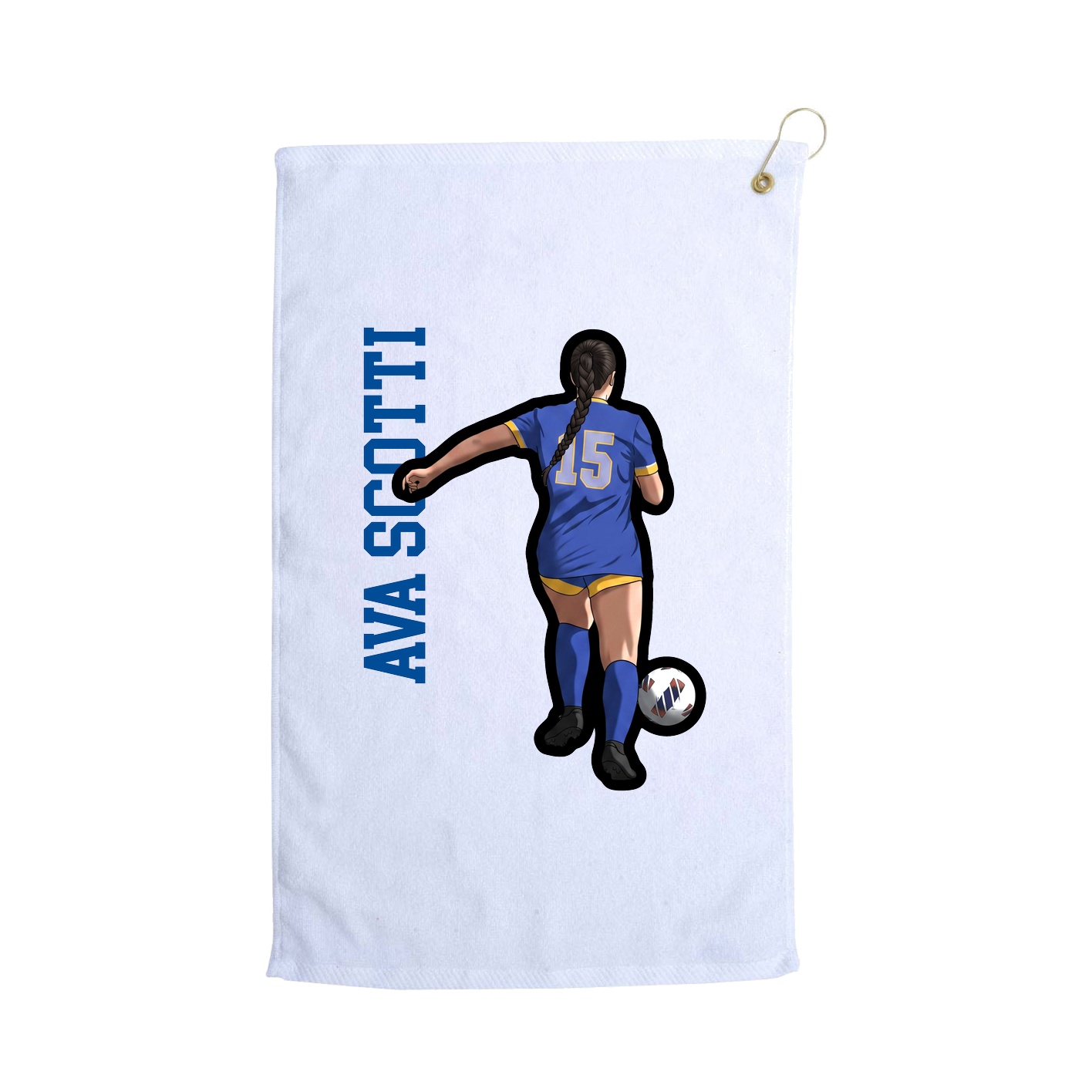 Golf Towel — Name Vertical in White